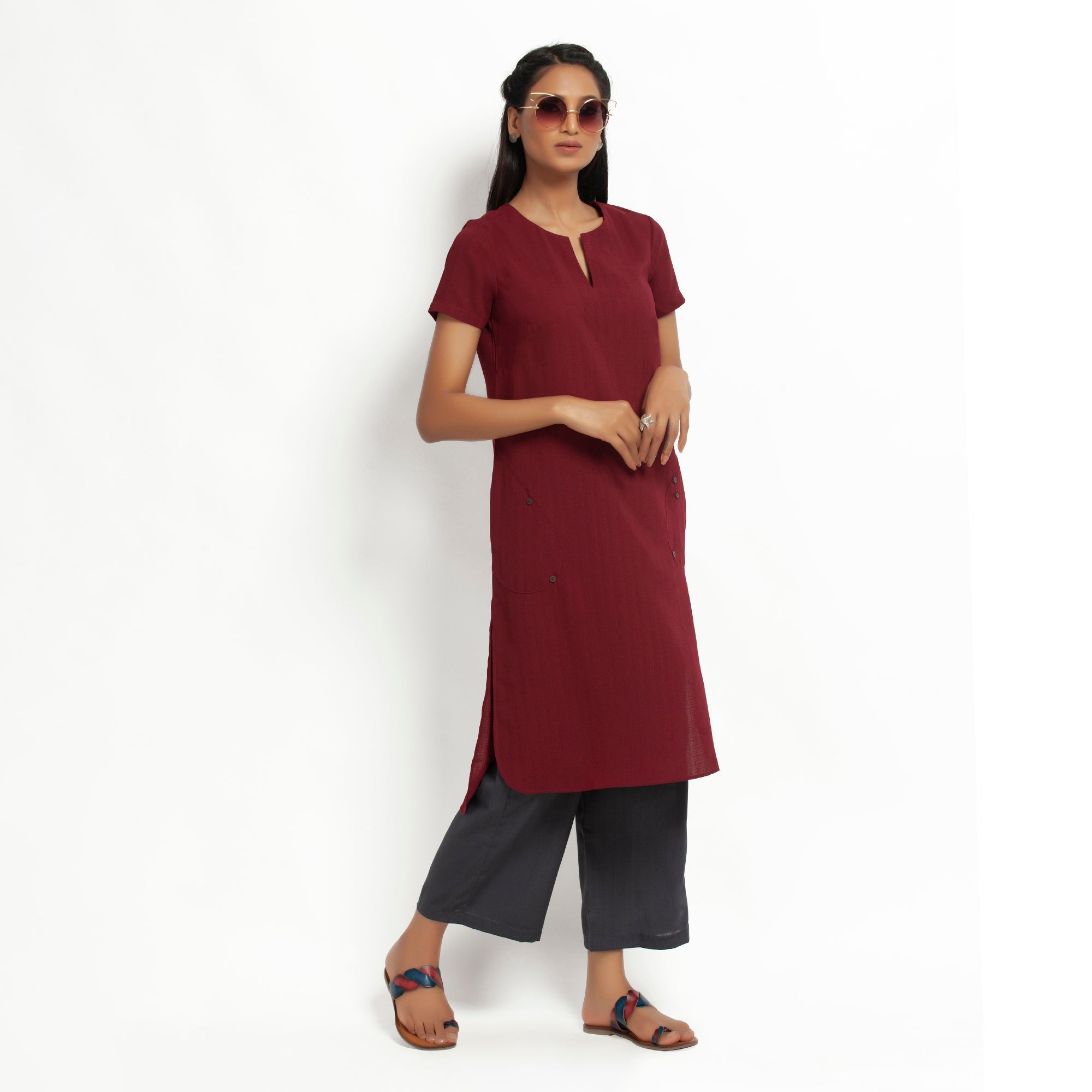 Dark Grey Straight Plazzo for Women-4