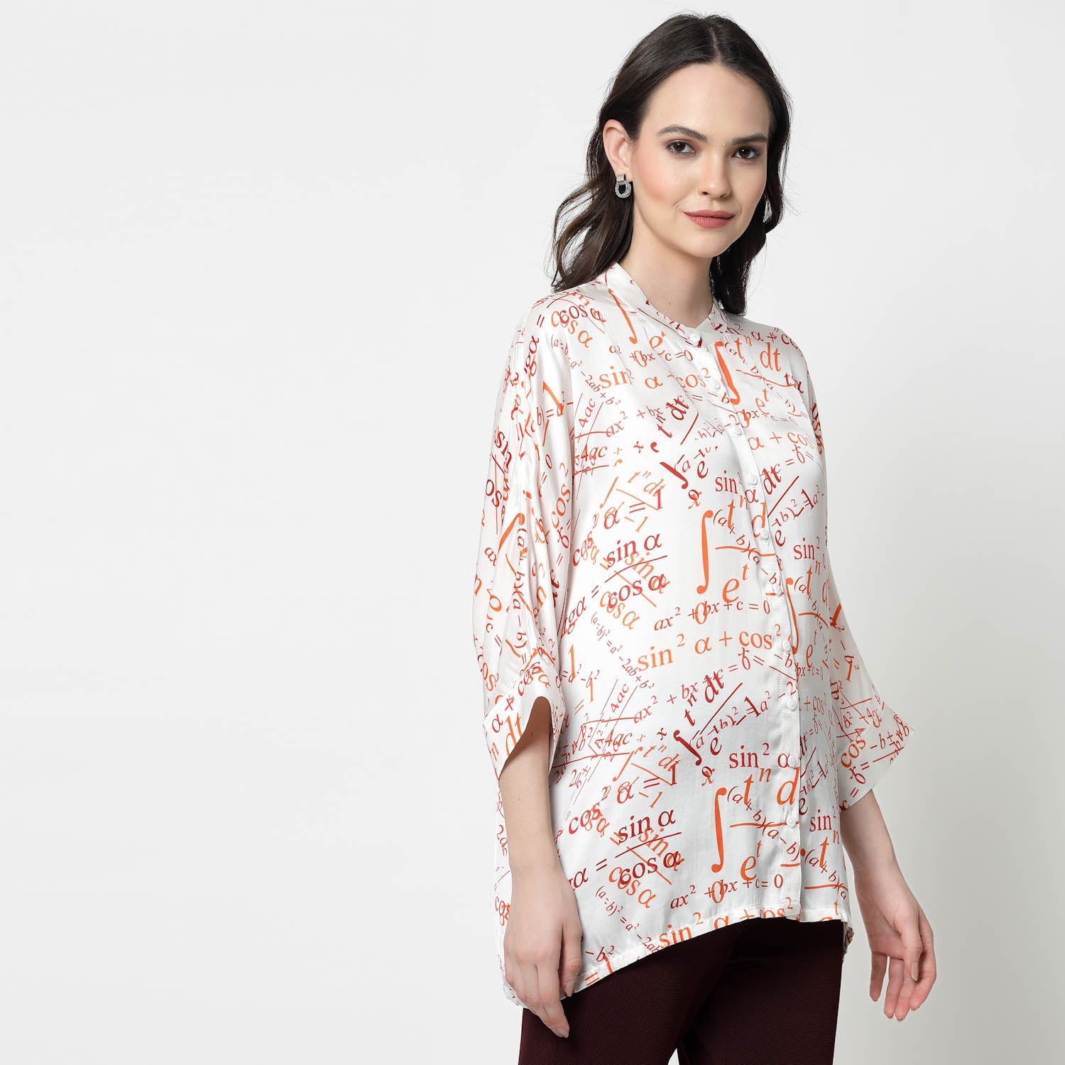 Face Print Long Shirt,womens formal shirts	
cotton shirts for women	
Ofiice shirts for women	
