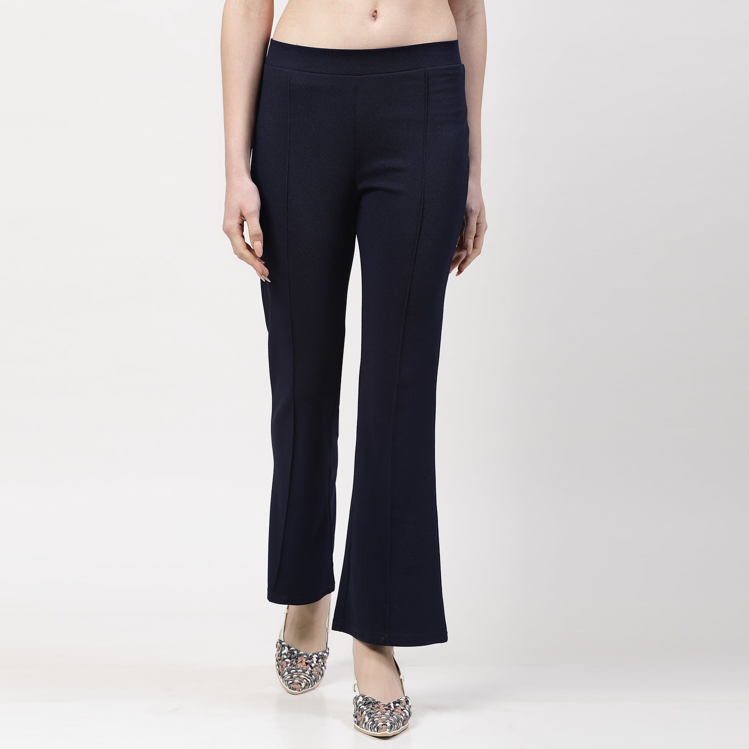 Blue Boot Leg Lycra Pant