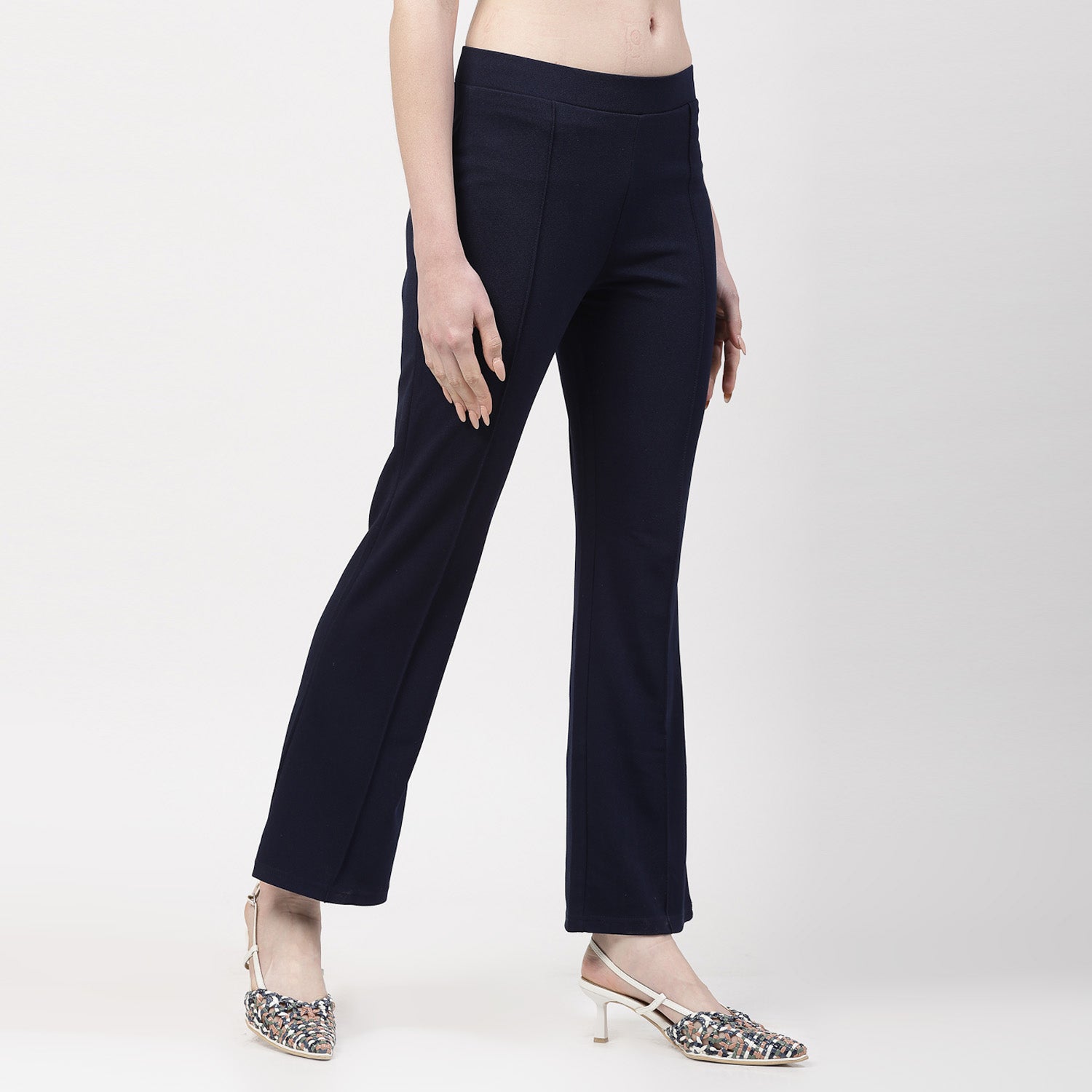 Blue Boot Leg Lycra Pant