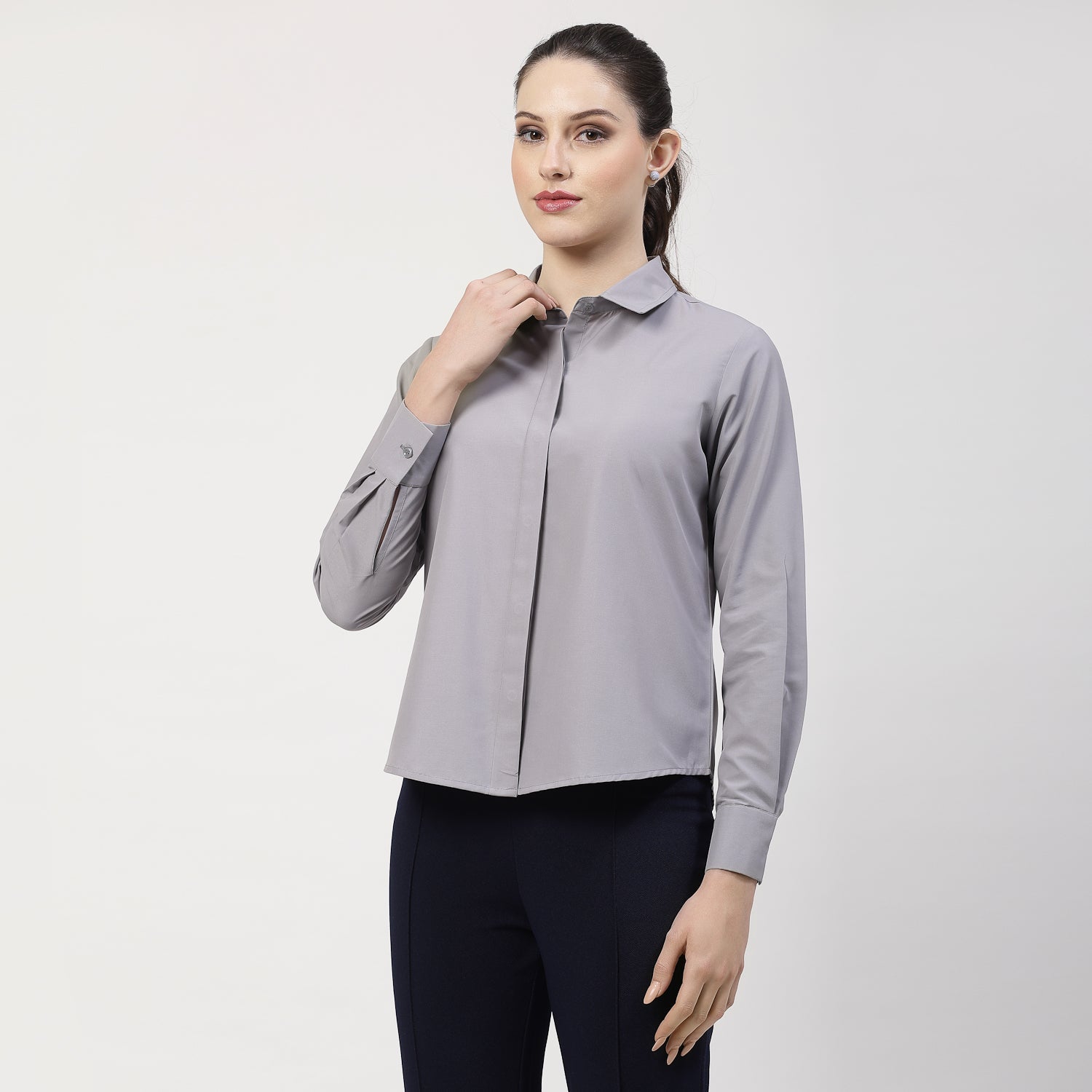 Grey Shirt With Collar