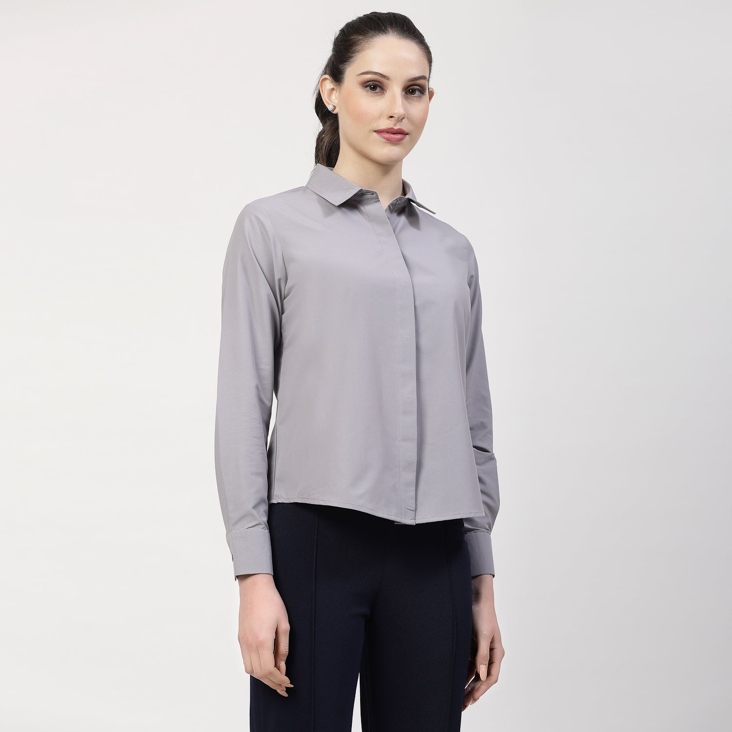 Grey Shirt With Collar