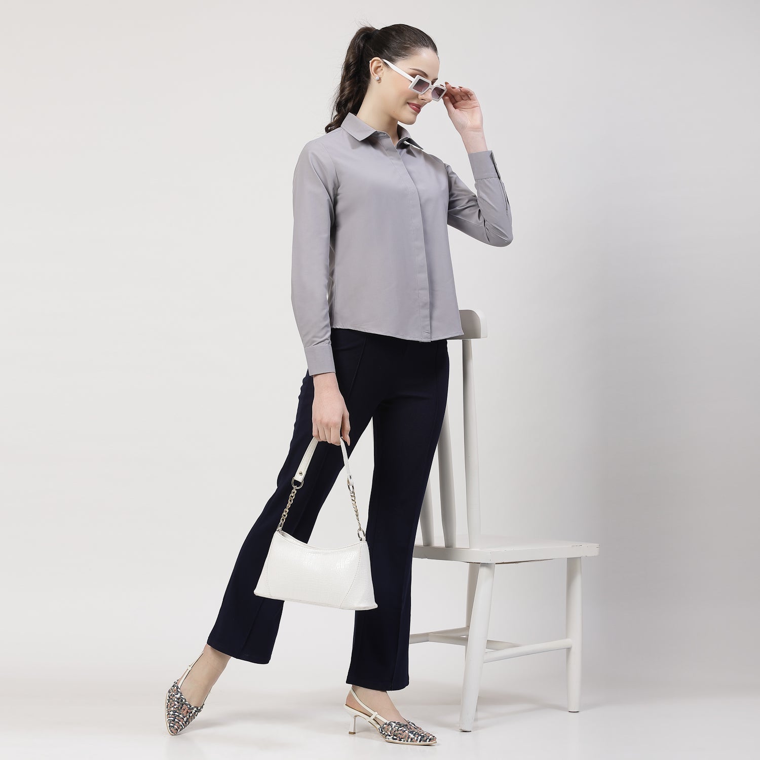 Grey Shirt With Collar