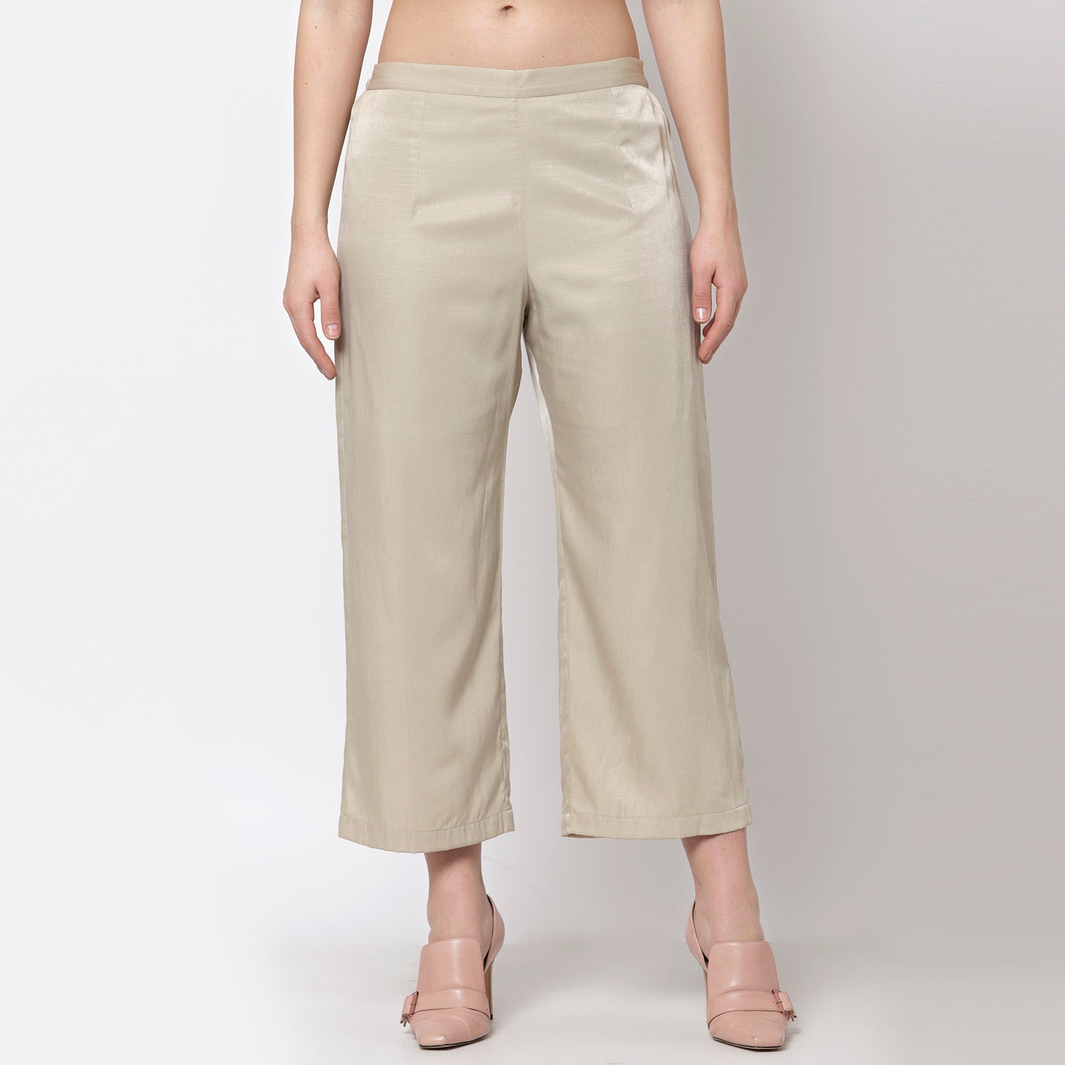 Beige Straight Plazzo for Female