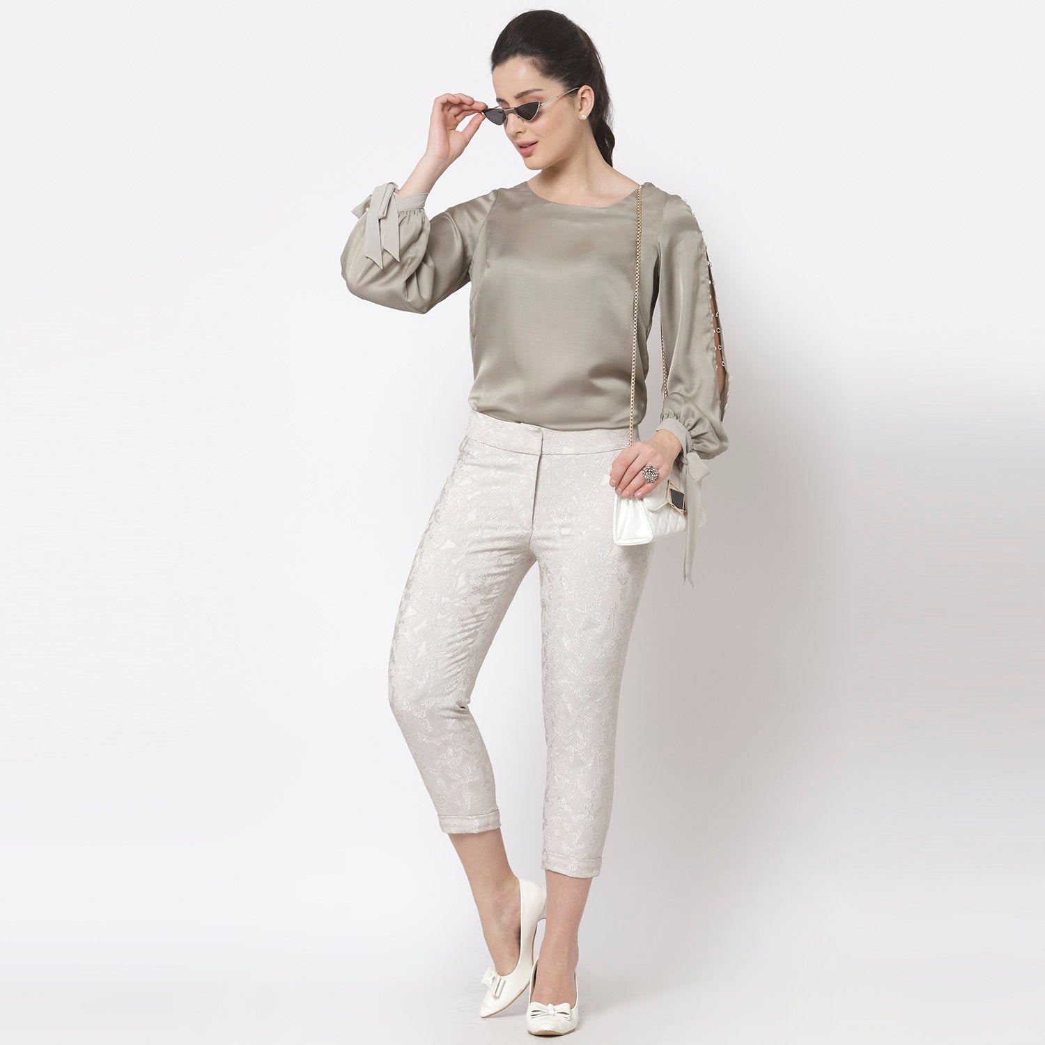 Buy Grey Satin Top for Women-1