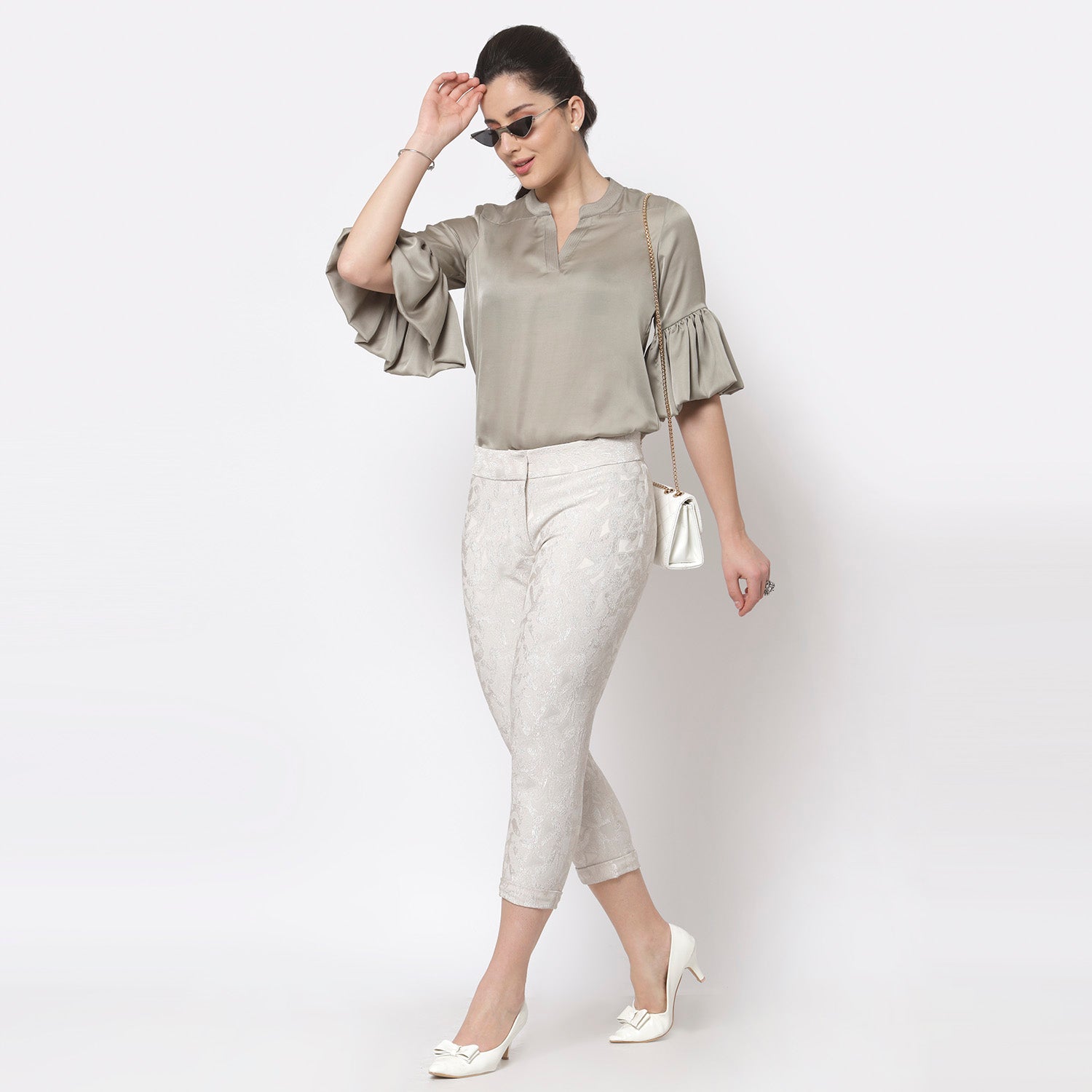 Buy Grey Satin Top for Women-1