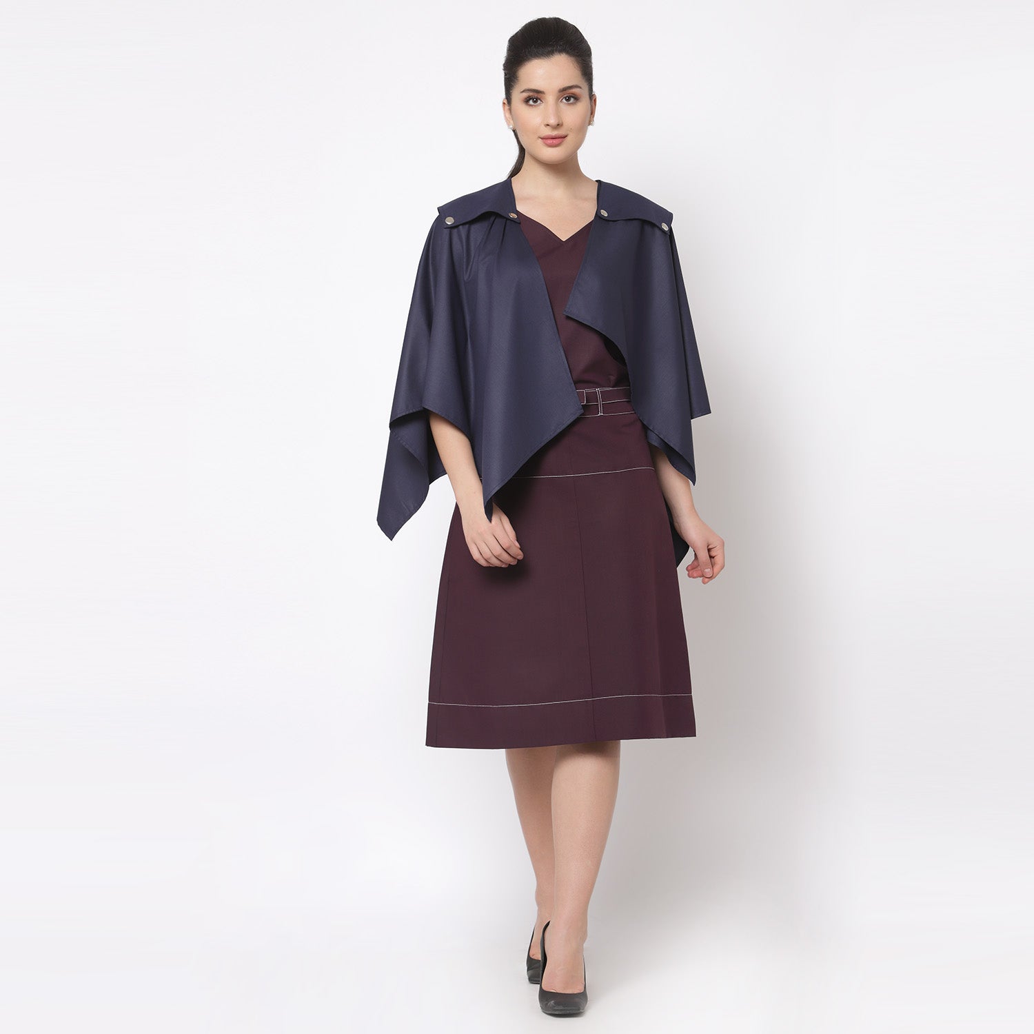 Blue Asymmetrical Cape Jacket