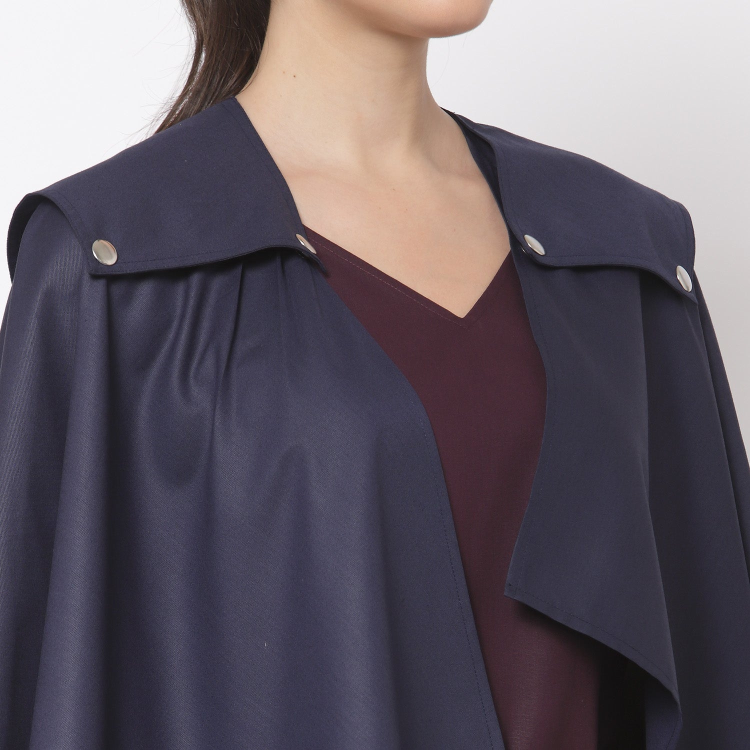 Blue Asymmetrical Cape Jacket