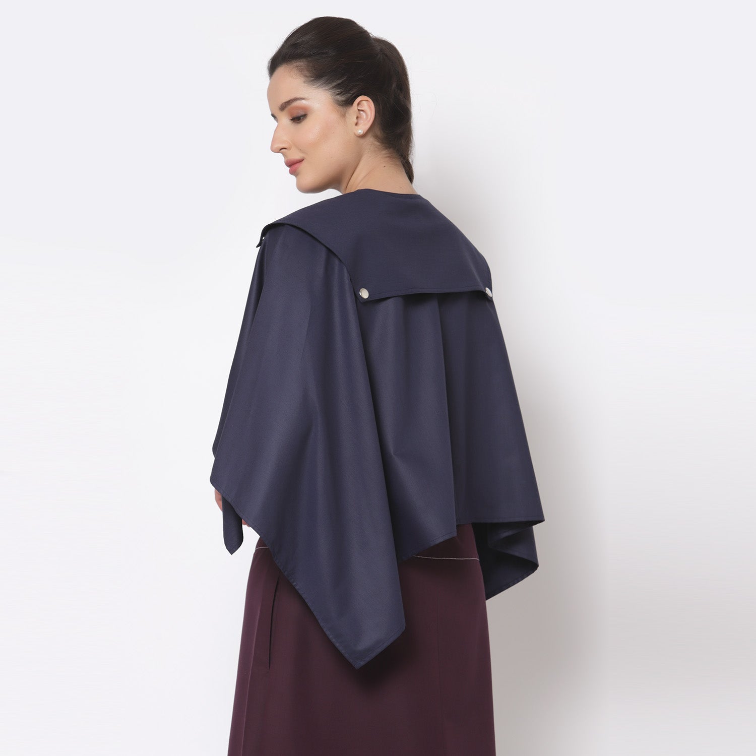 Blue Asymmetrical Cape Jacket