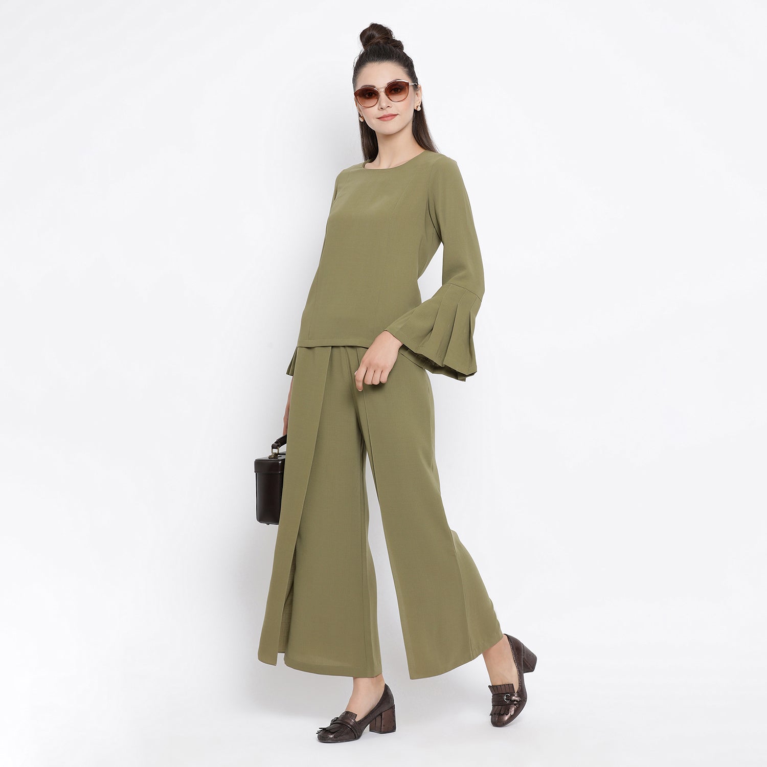 Buy Office Wear Olive Top for Women-4