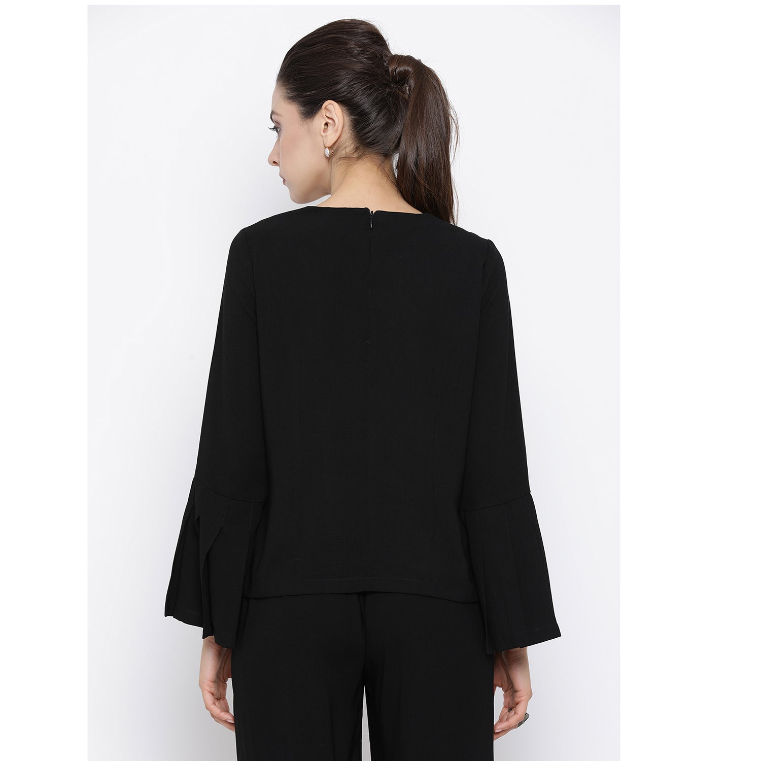 Black Top With Pleated Cuff By Office & You