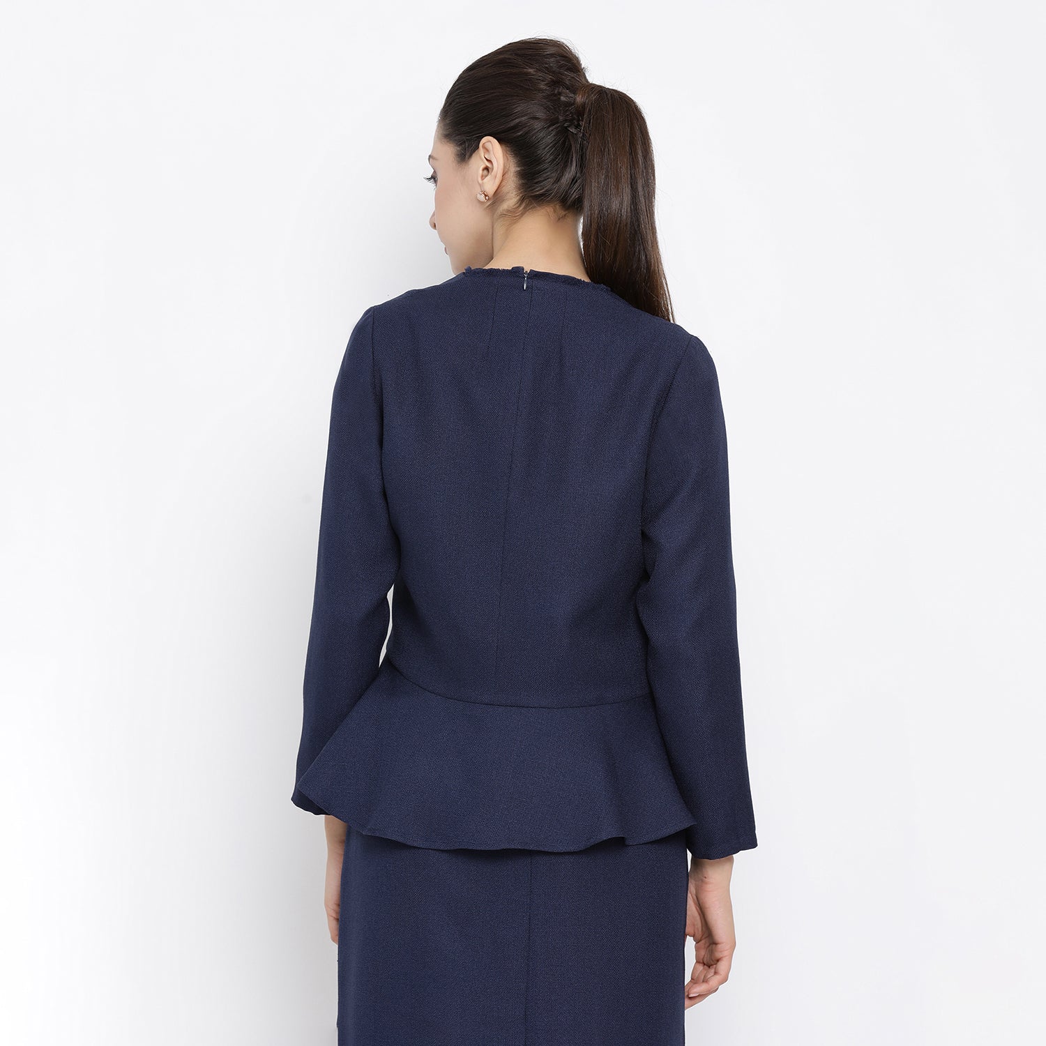 Blue Silk Linen Jacket for Women-6