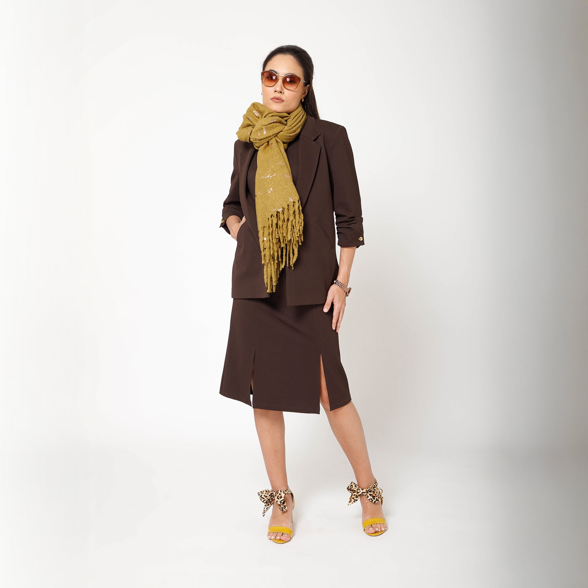 Olive Stole With Foil Print