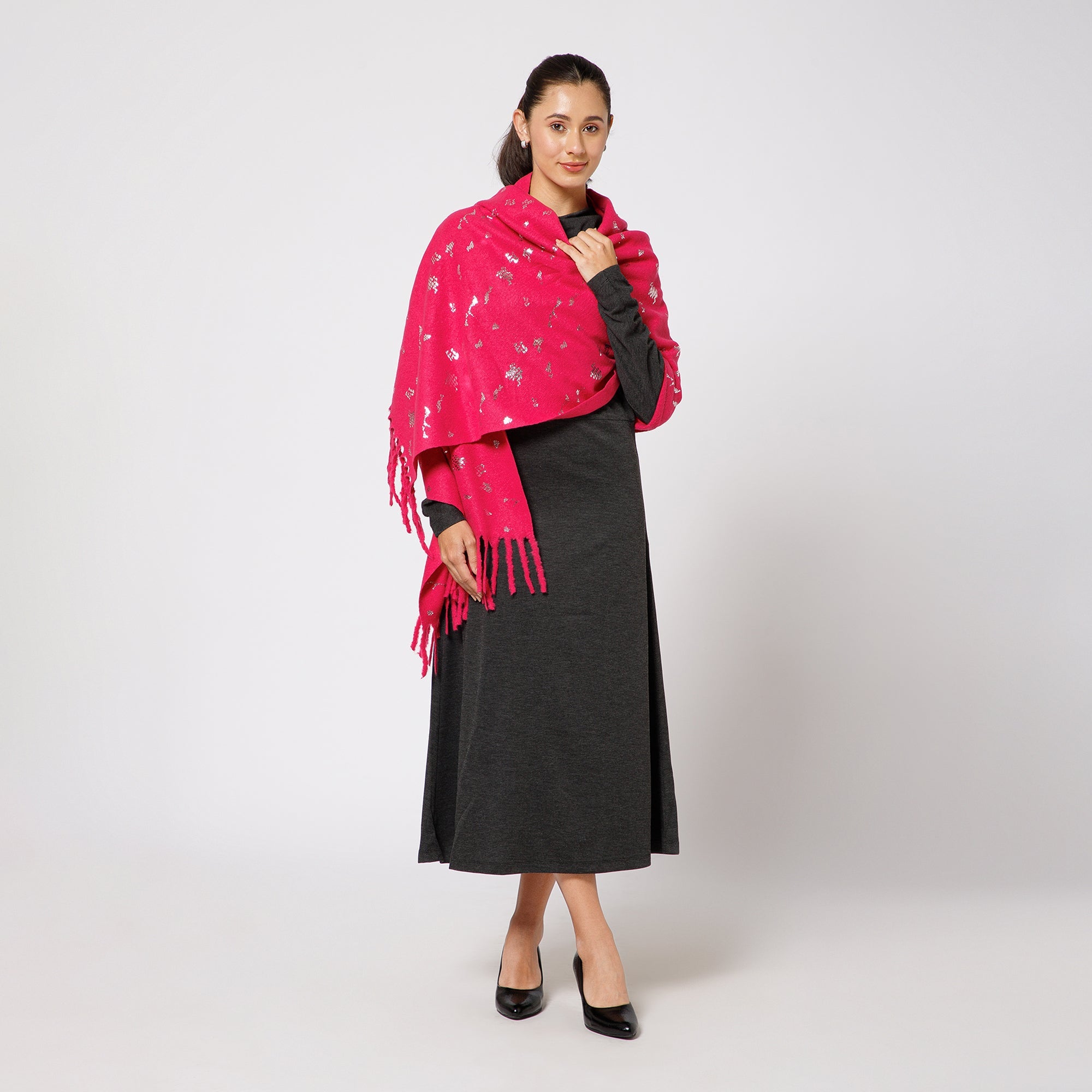 Pink Stole With Foil Print