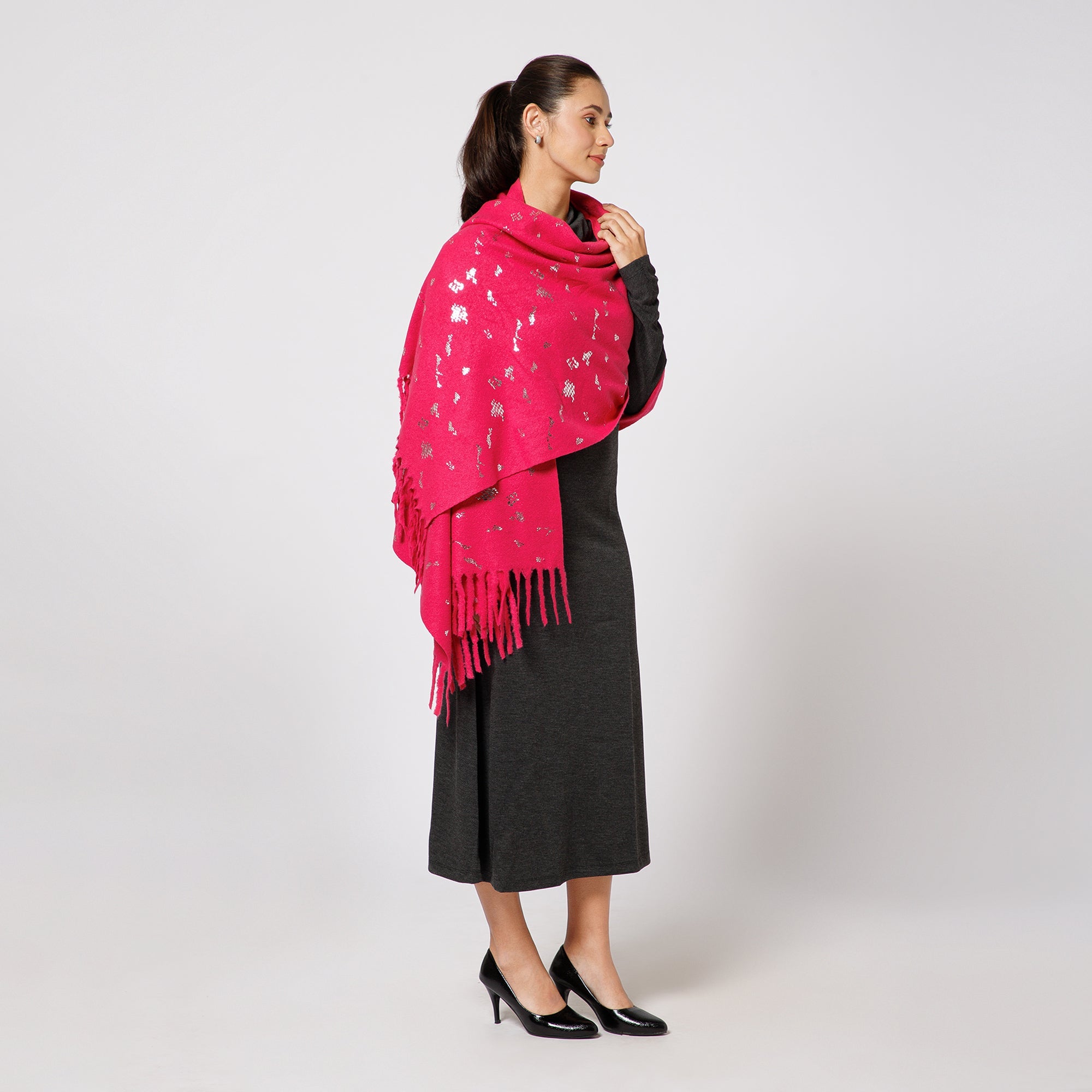 Pink Stole With Foil Print