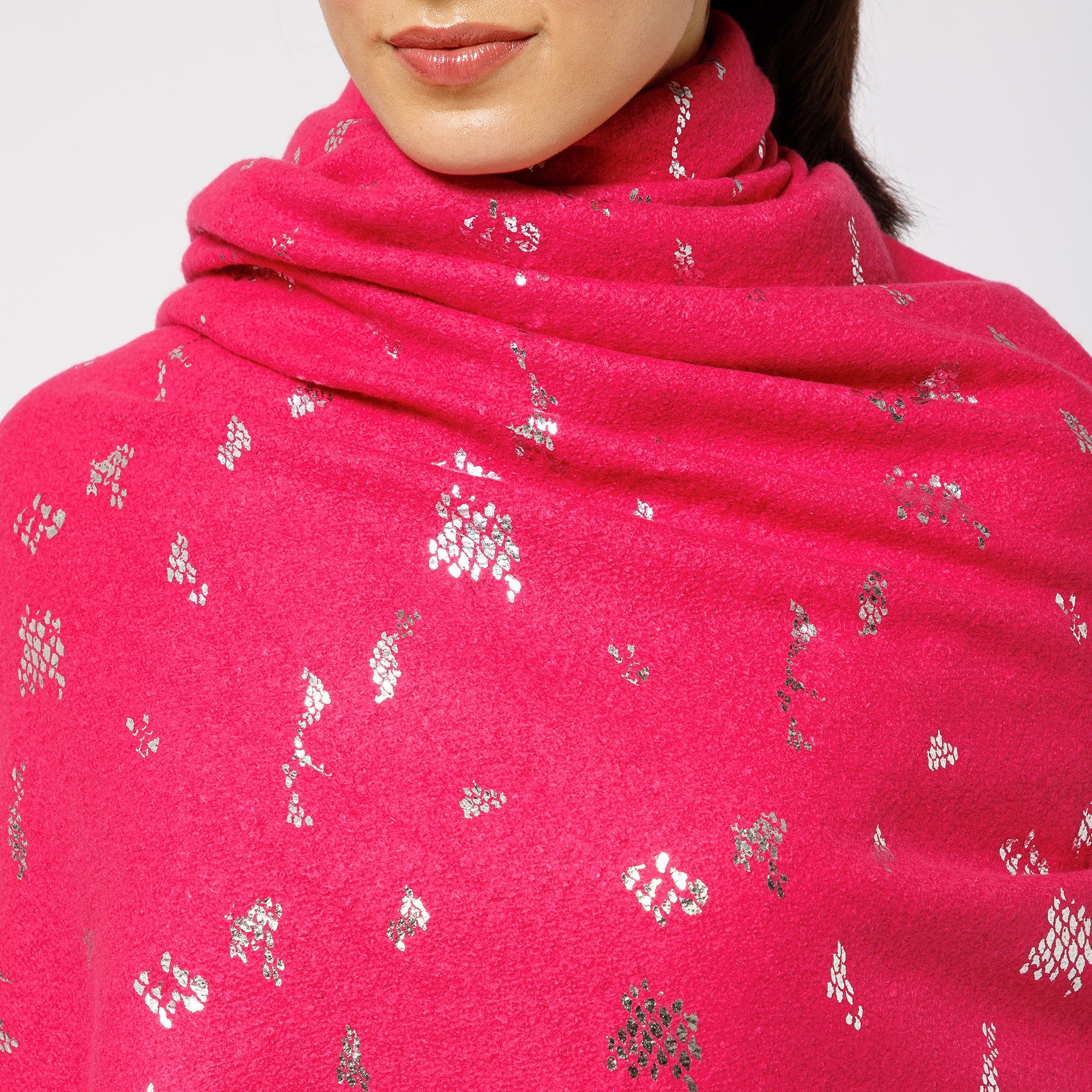 Pink Stole With Foil Print