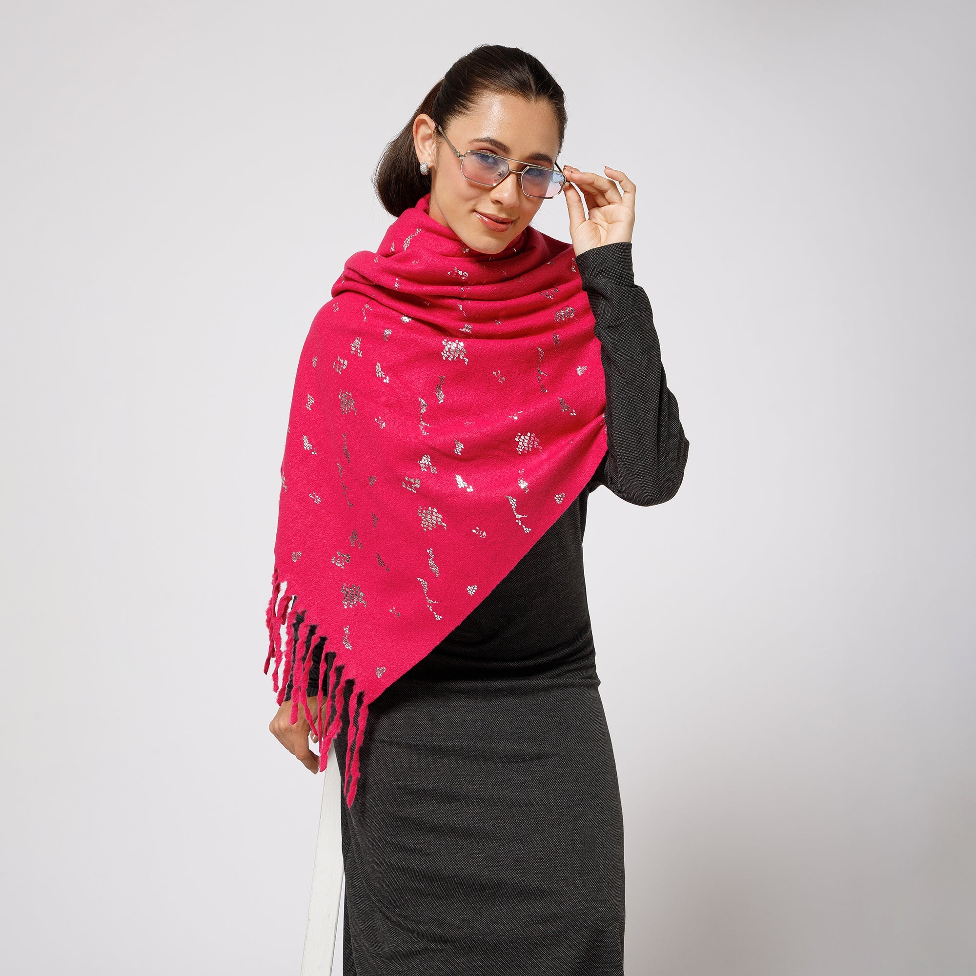 Pink Stole With Foil Print