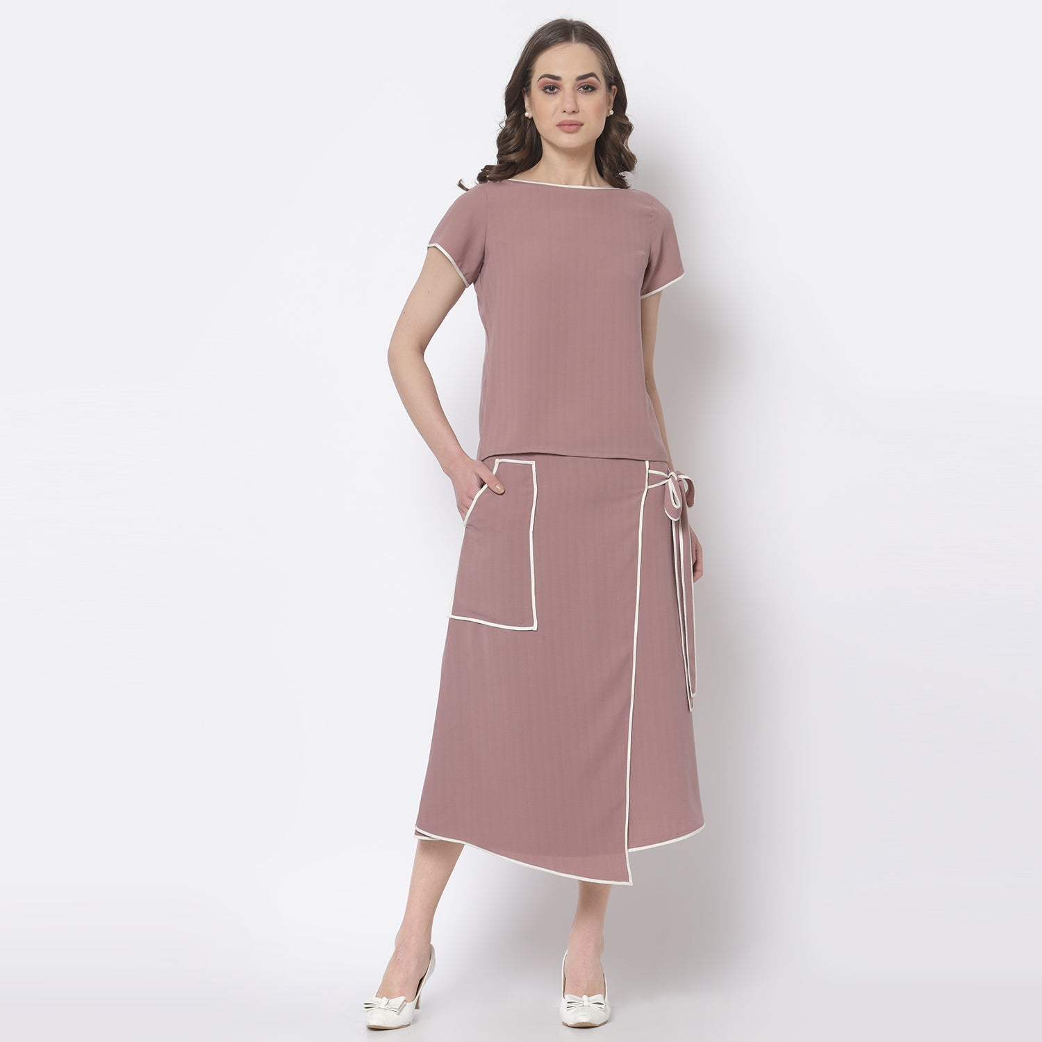 Buy Pink Boat Neck Top for Women-4