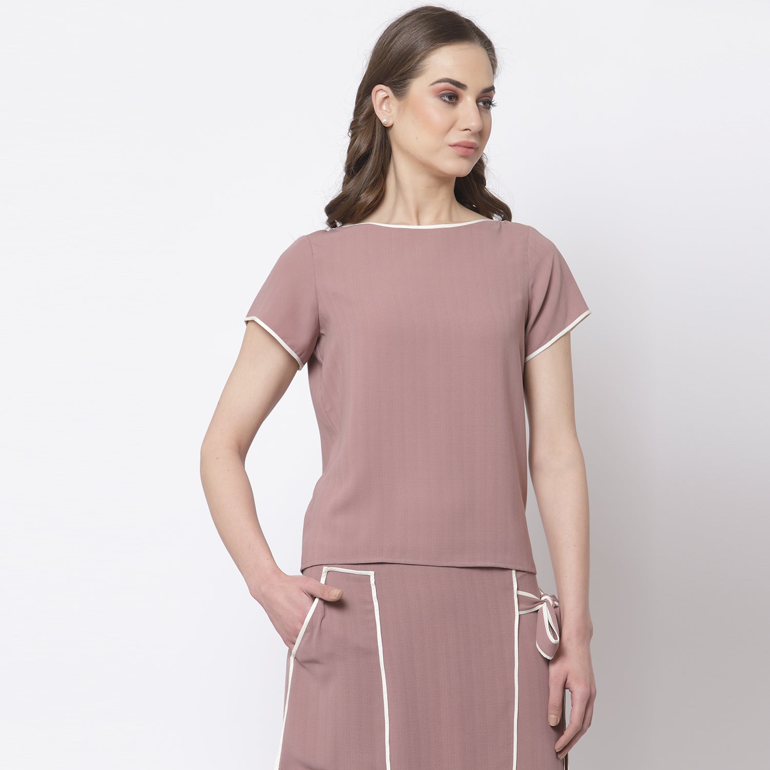 Buy Pink Boat Neck Top for Women