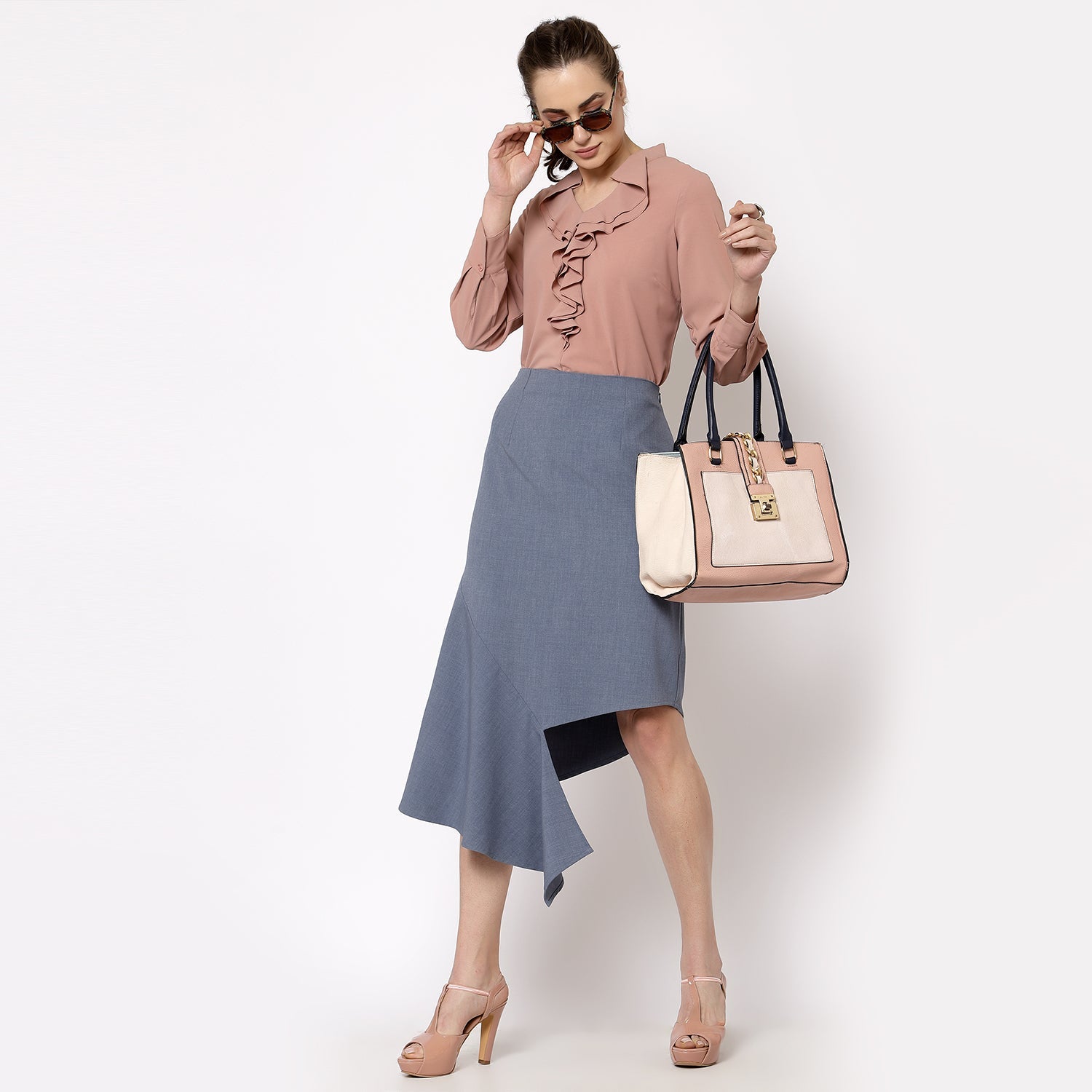 Blue Asymmtrical Skirt