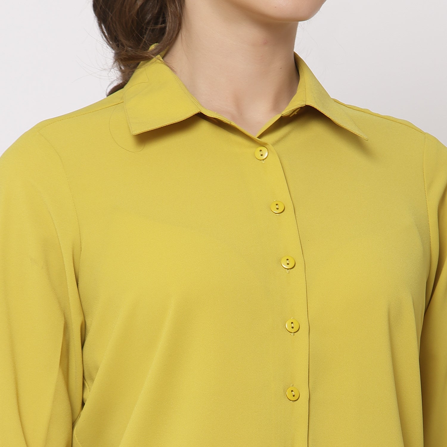 Yellow Shirt With Overlap Cuff