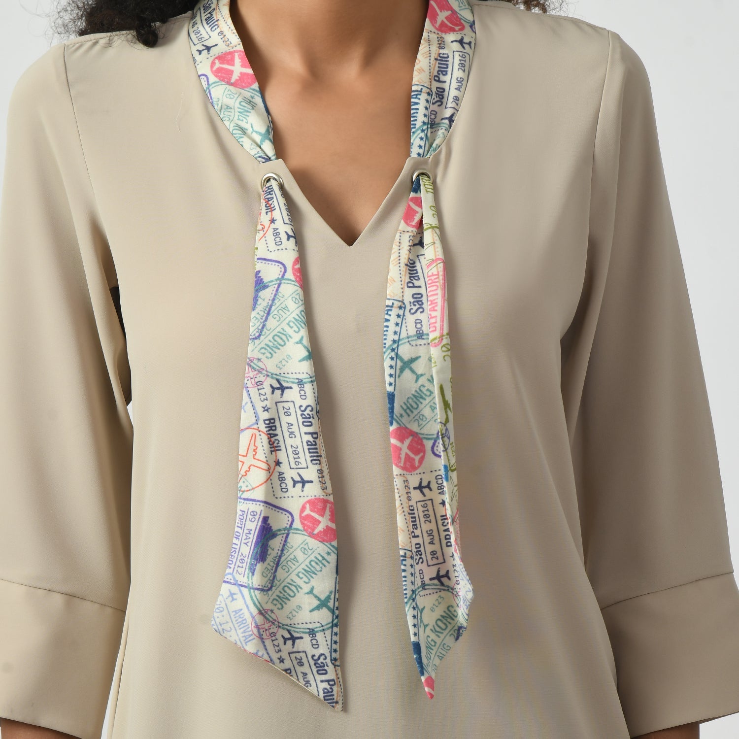 Light Beige Dress With Tie Knot Collar, tie knot collar dress, biege dres, tie knot dress, dress for women, stylish dress for women, one piece for women dress, office wear women