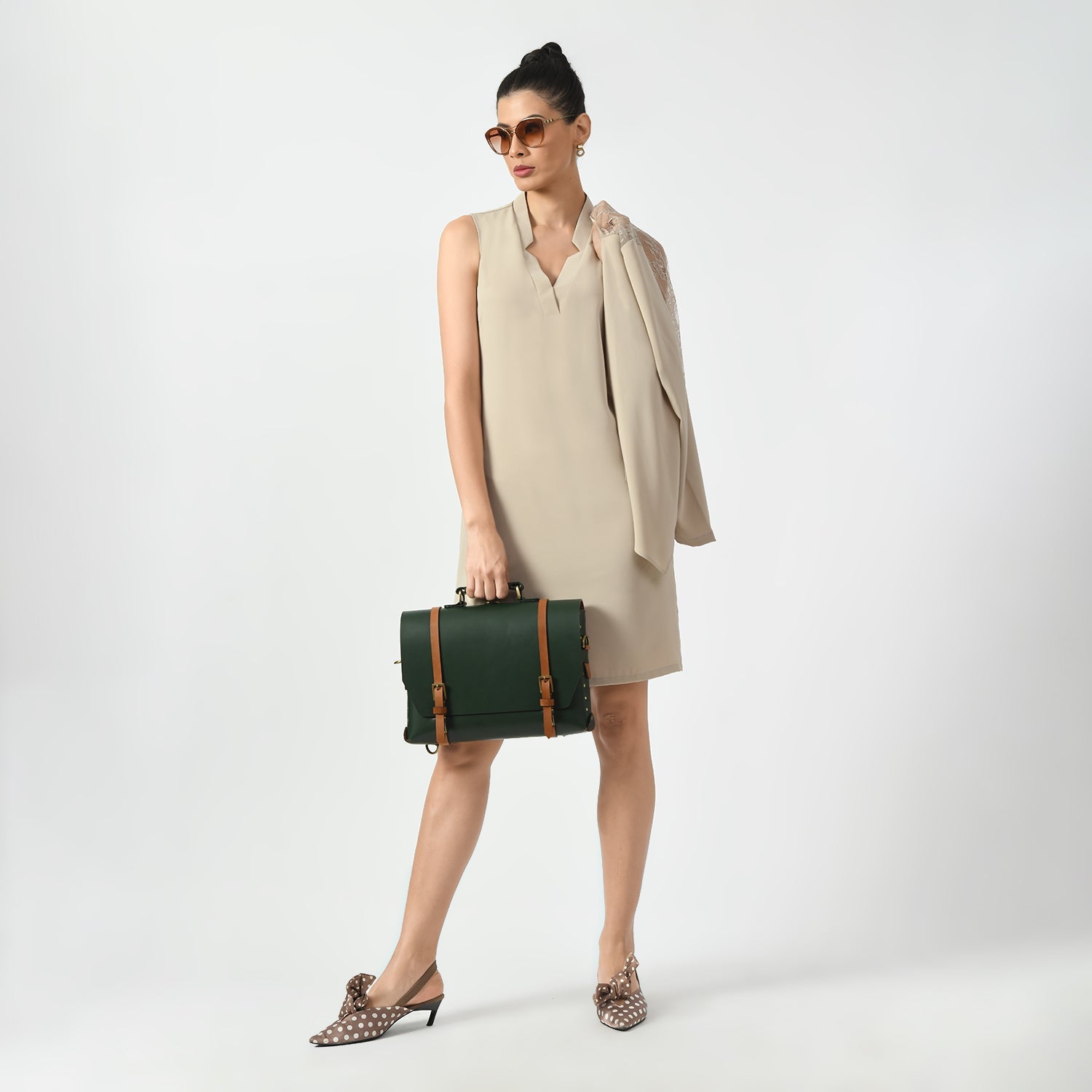 Light Beige Sleeveless V Neck Dress, v neck dress, sleeveless dress, beige dress, dress for women, stylish dress for women, one piece for women dress, office wear women, 