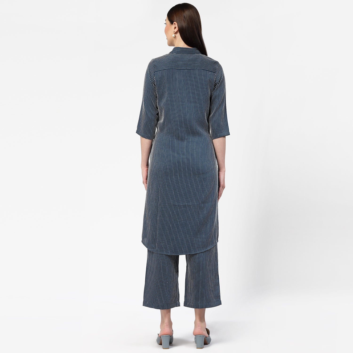 Dark Blue Shirt Tunic With Draw Stings