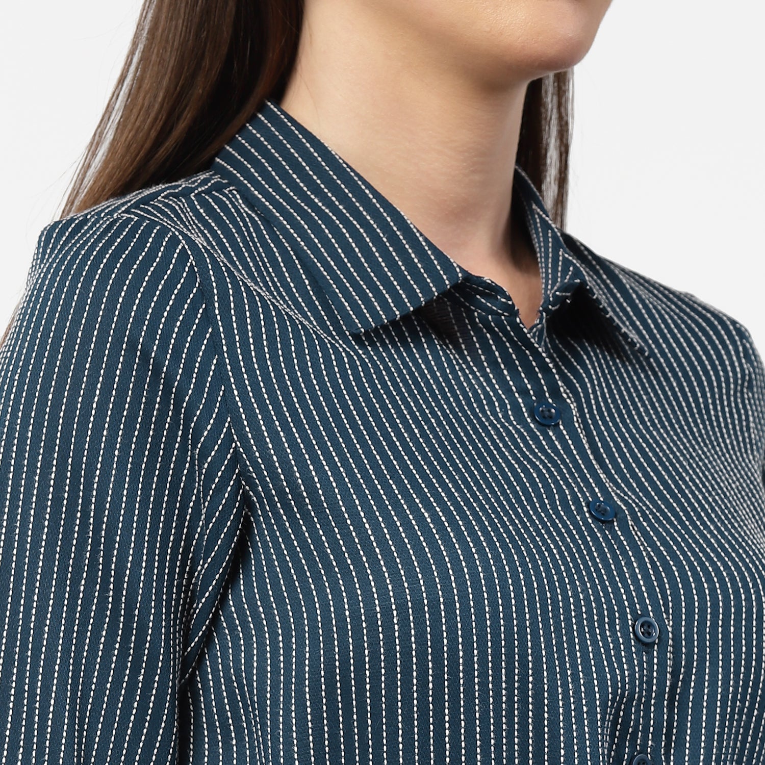 Dark Blue Shirt Tunic With Draw Stings