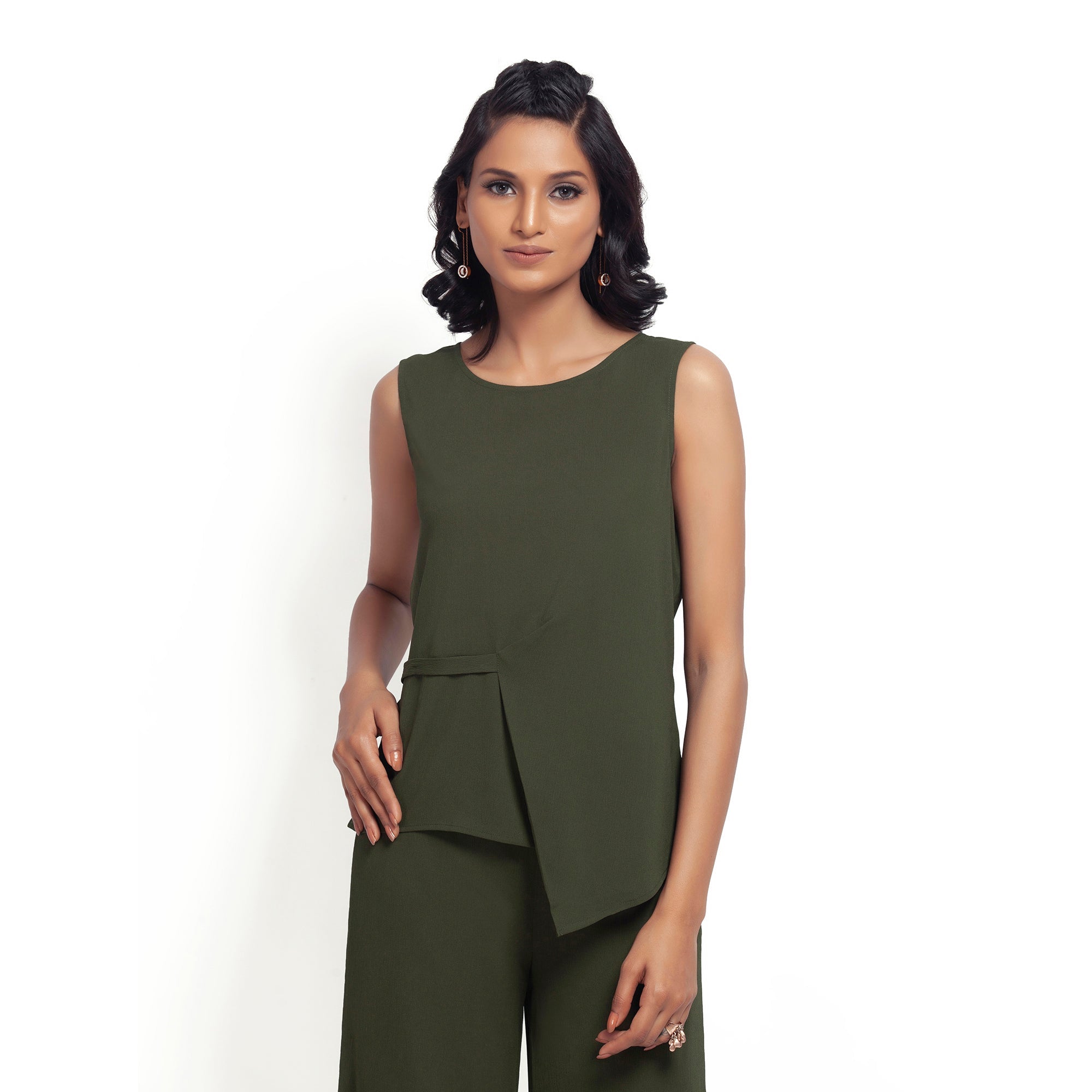 Buy Green Crepe Top for Ladies Online