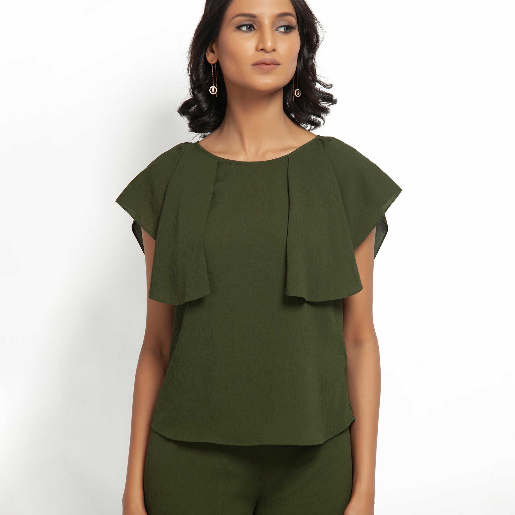 Buy Green Crepe Top for Women-4