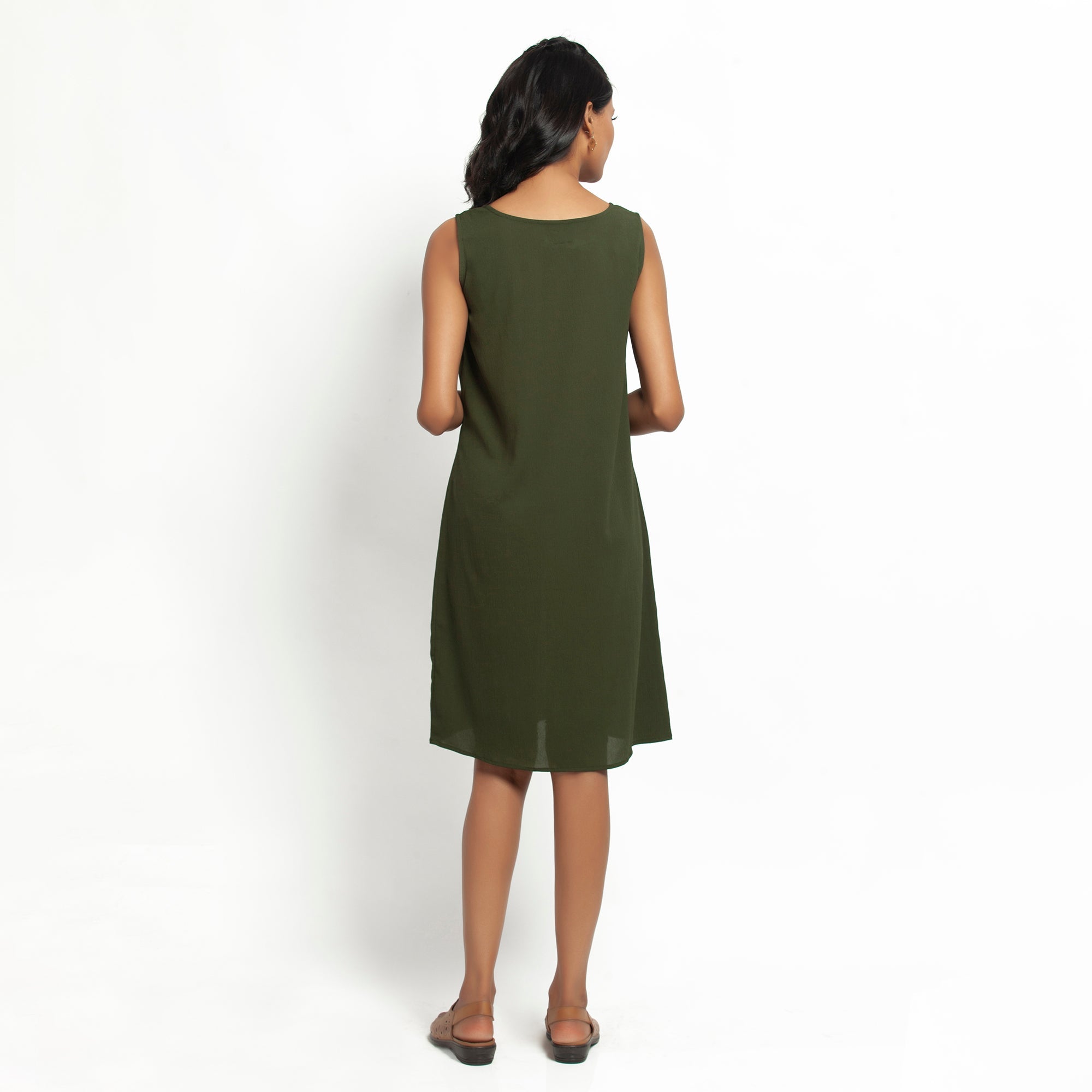 Buy Green Crepe Dresses for Women-3