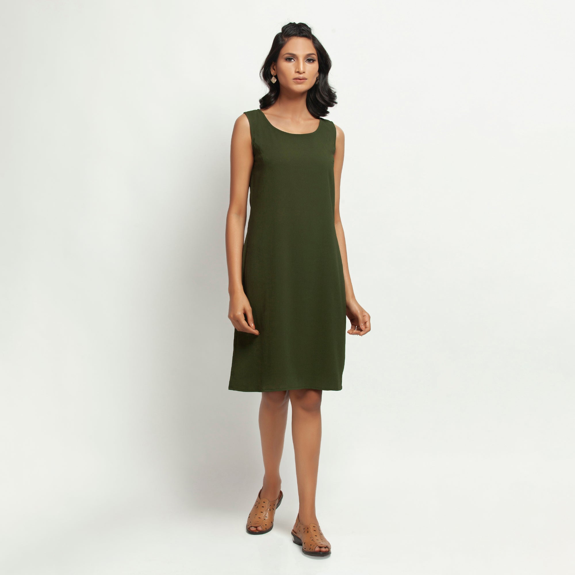 Buy Green Crepe Dresses for Women-1
