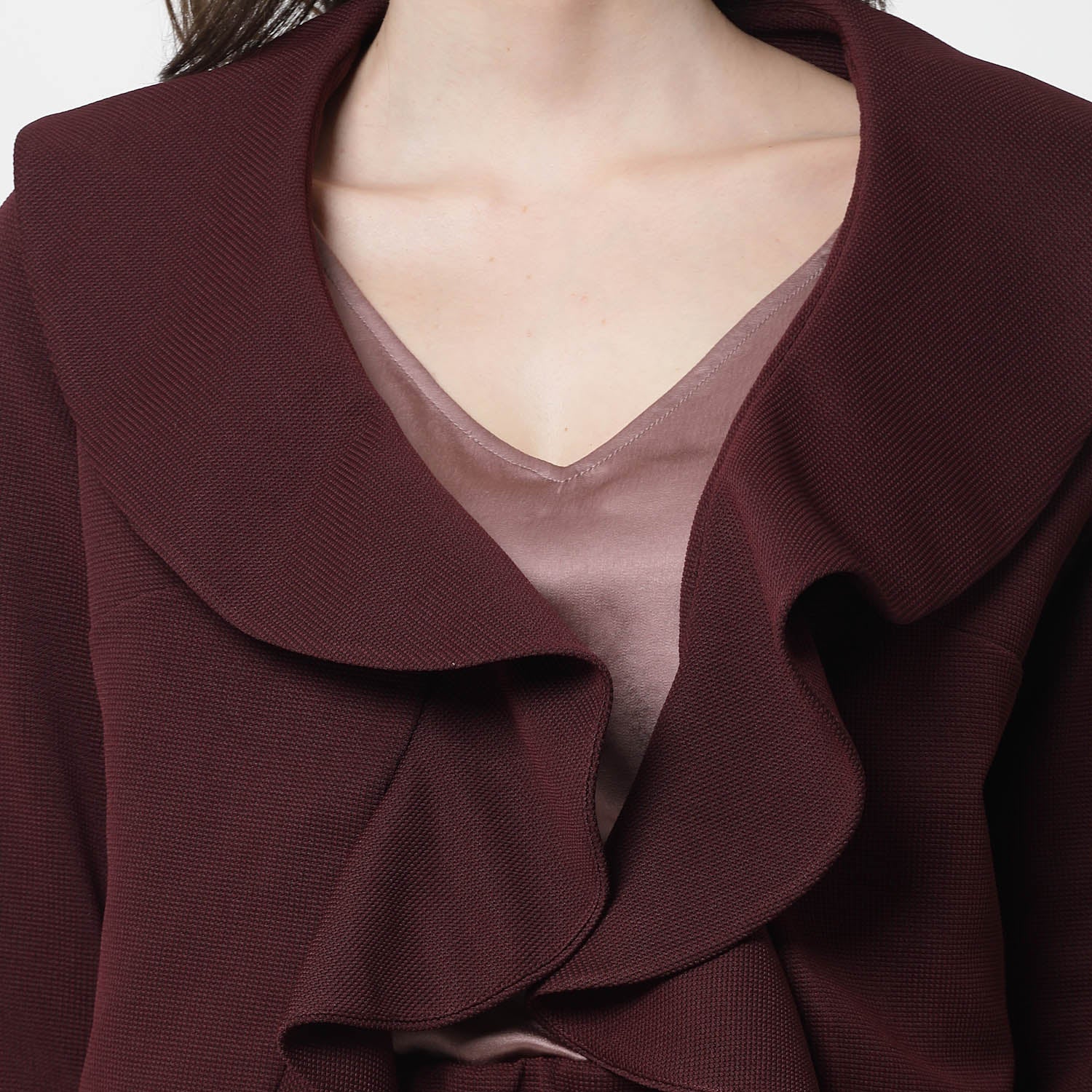 Maroon Collar Short Jacket	-6