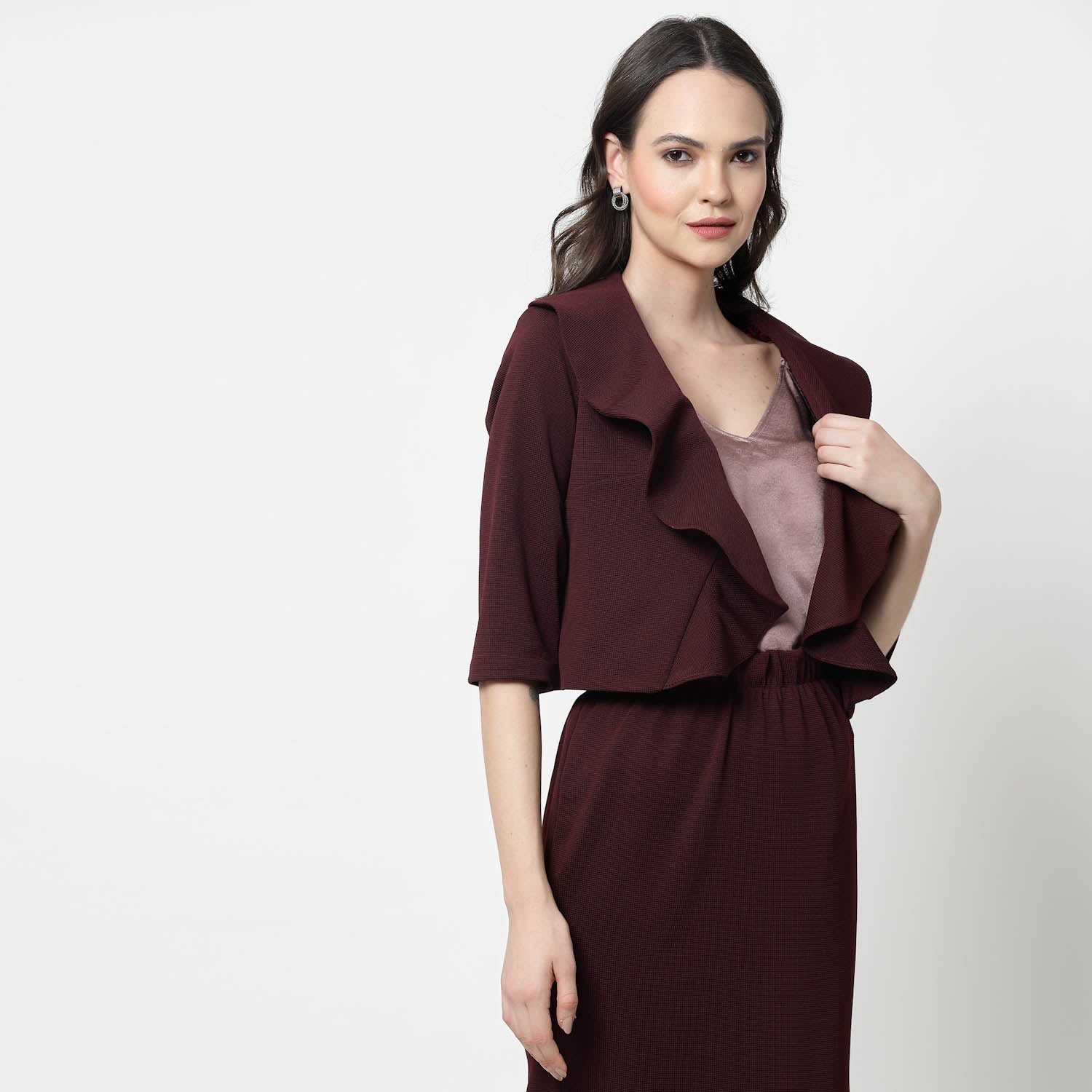 Maroon Collar Short Jacket	-2	