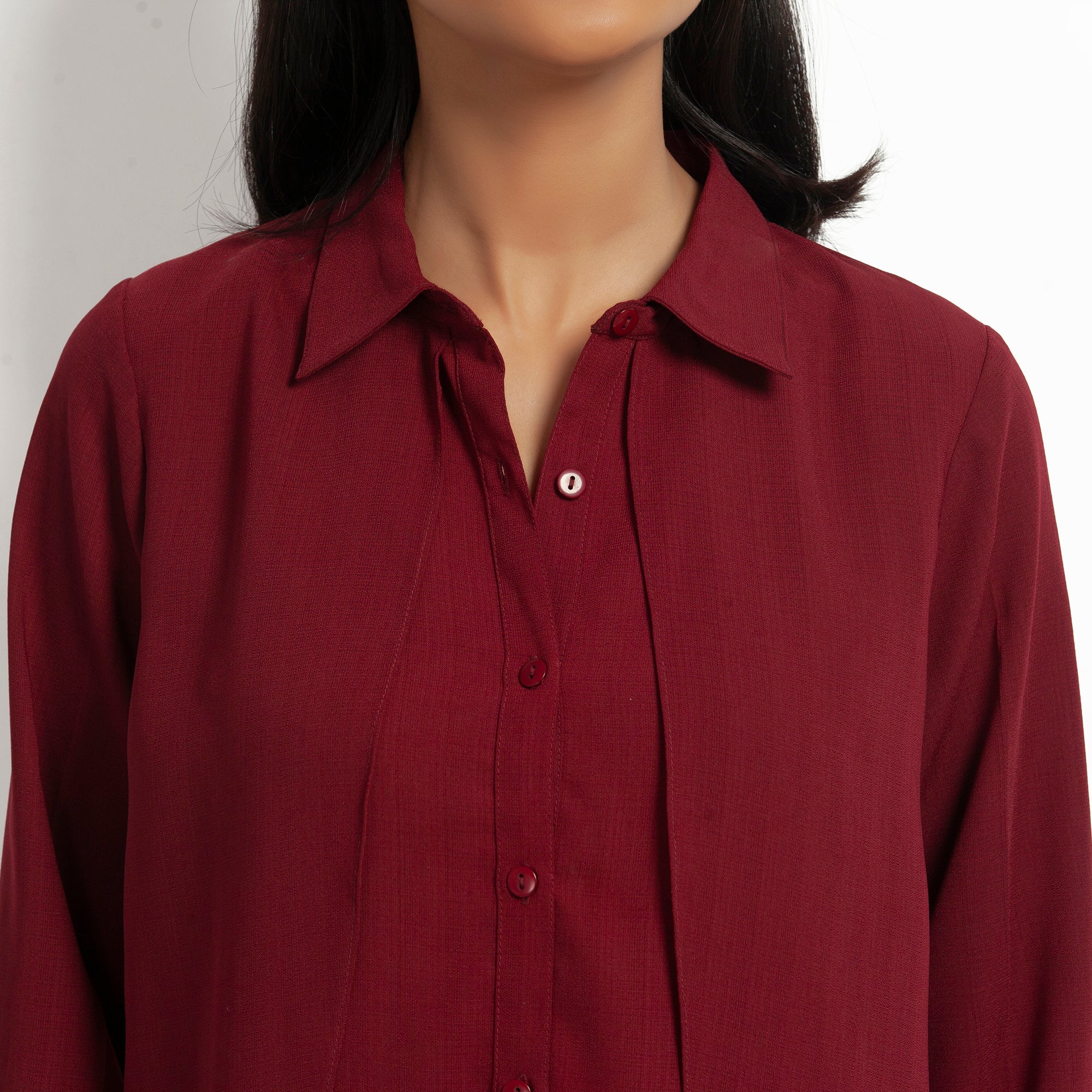 Maroon Double Layer Asymmetrical Top, formal tops for women	
tops for women stylish	
office dress for women	
stylish tops for women	