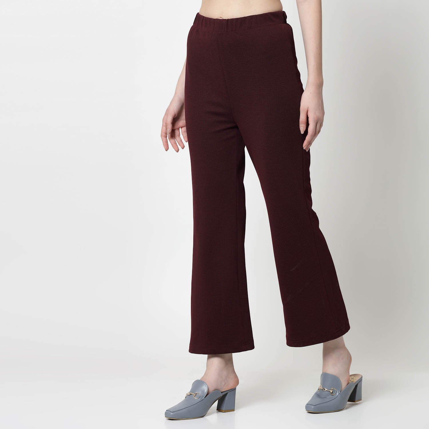 Maroon Lycra Bell Bottom Pant for Women