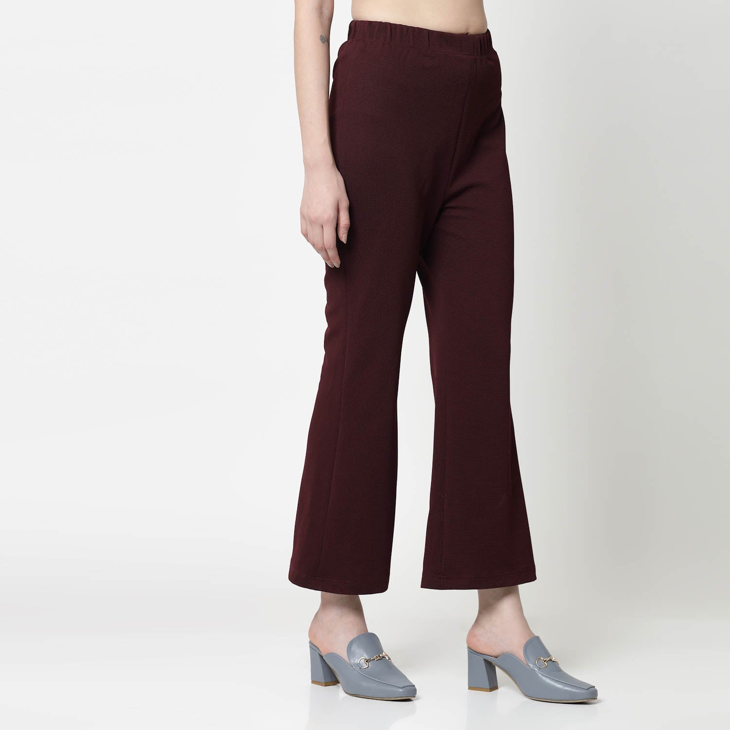 Maroon Lycra Bell Bottom Pant for Women-4