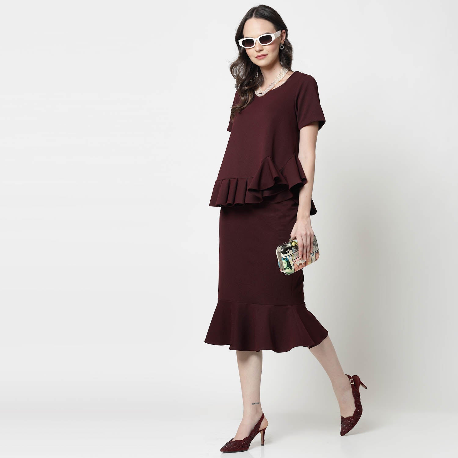 Maroon Lycra Peplum Top, formal tops for women	
tops for women stylish	
office dress for women	
stylish tops for women	