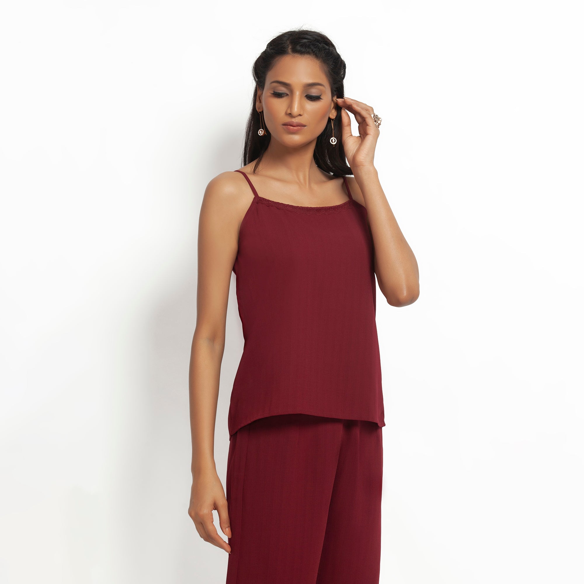 Buy Maroon Spaghetti Top for Women 