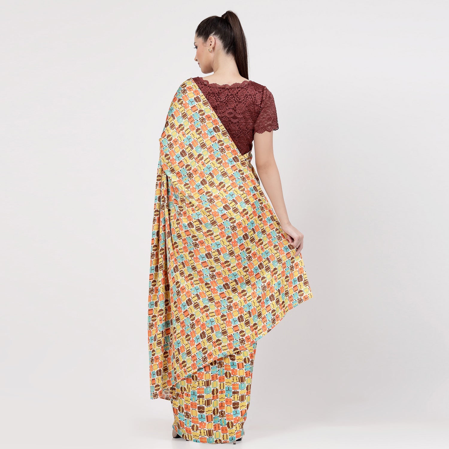 Multicolour Bag Print Saree,indian dresses for women	
formal saree for women	
designer sarees for women	