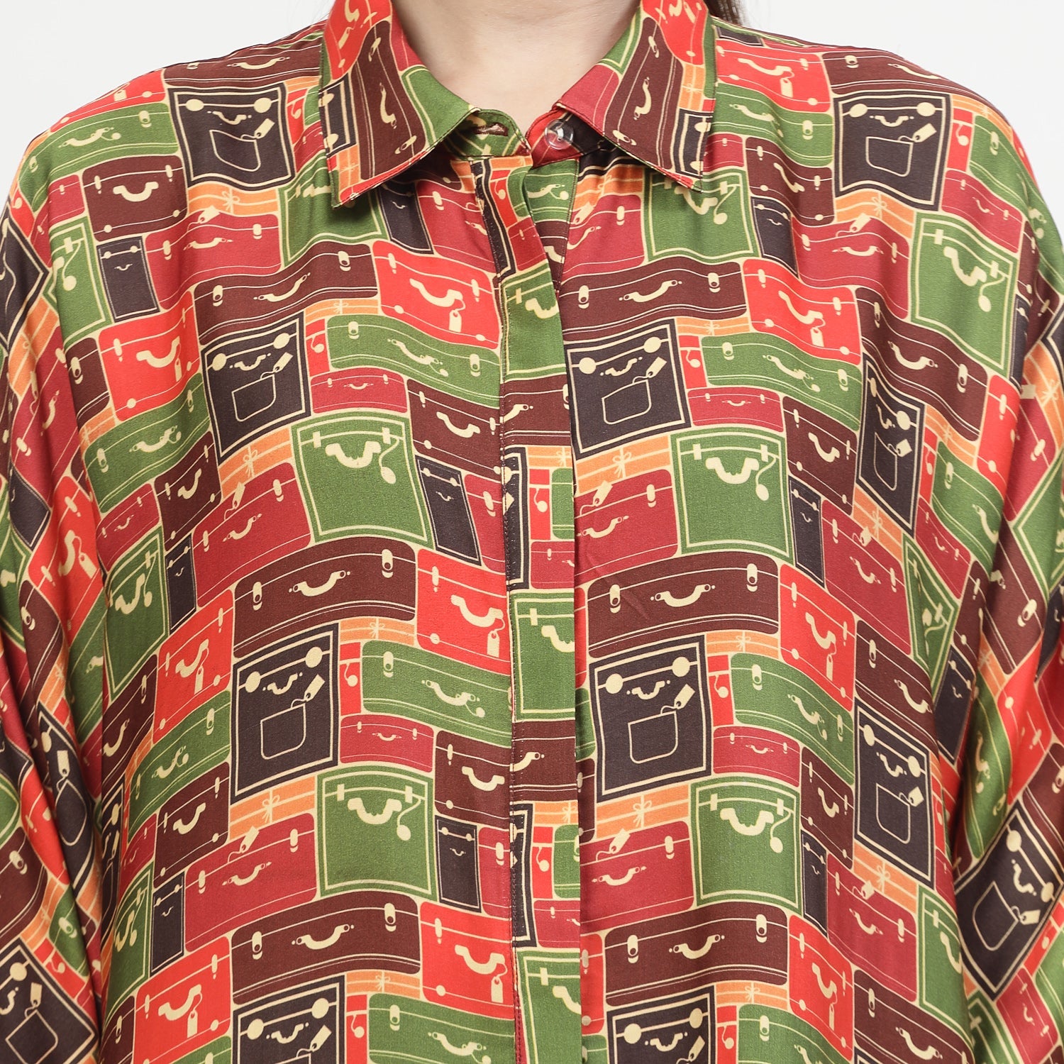 Multicolour Box Print Long Shirt,womens formal shirts	
cotton shirts for women	
Ofiice shirts for women	
