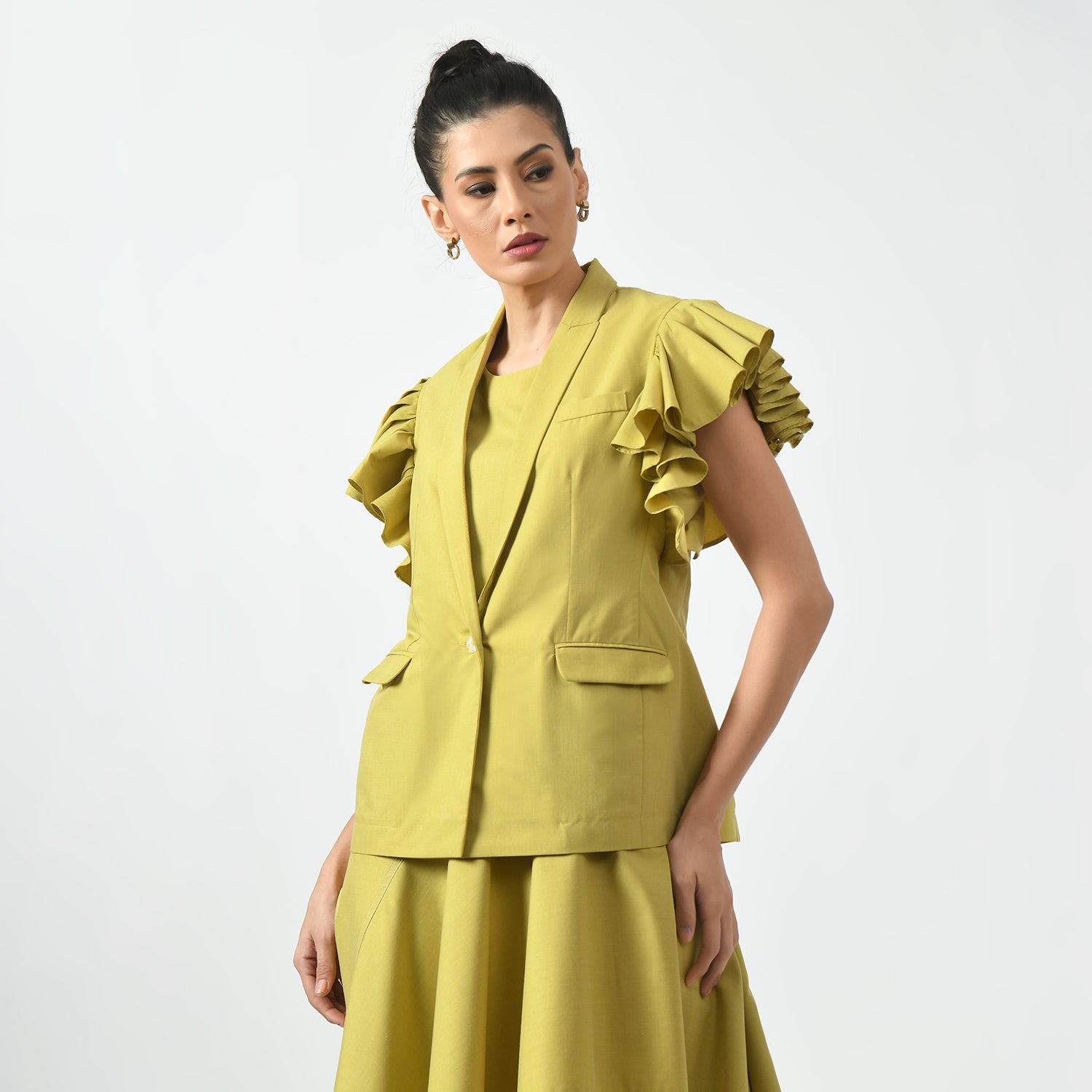 Mustard Jacket with Frill Sleeves-1