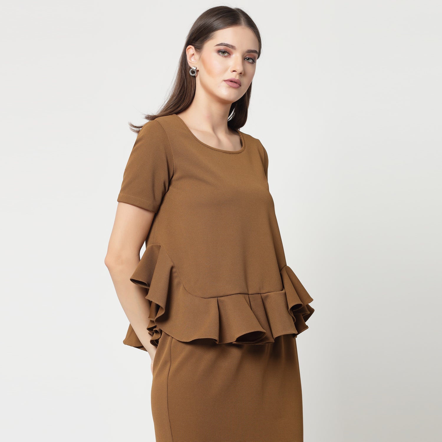 Mustard Lycra Peplum Top, formal tops for women	
tops for women stylish	
office dress for women	
stylish tops for women	