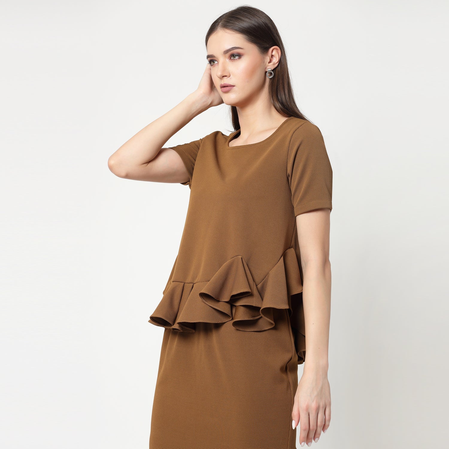 Mustard Lycra Peplum Top, formal tops for women	
tops for women stylish	
office dress for women	
stylish tops for women	