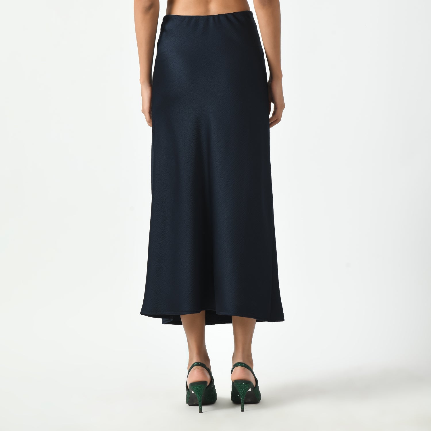 Navy Blue Bias Skirt, biask skirts, blue skirt, navy blue skirt, formal frocks for work , office dresses for women, traditional office skirts , designer skirts for work