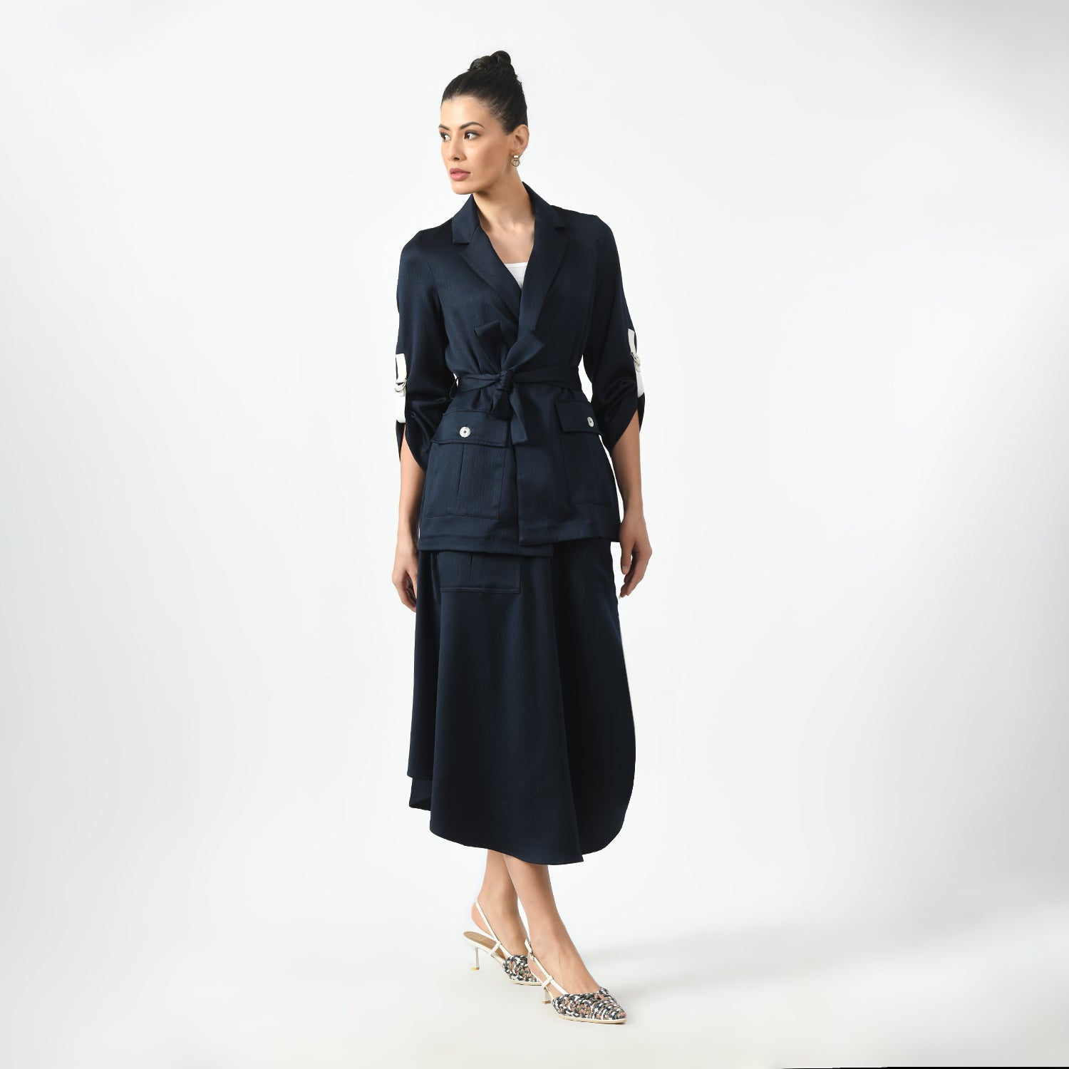 Navy Blue Jacket with Pocket for Women-6