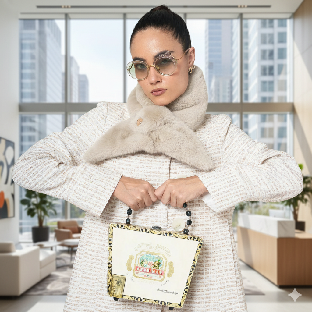 Off White Fur Collar with Buttons for Women