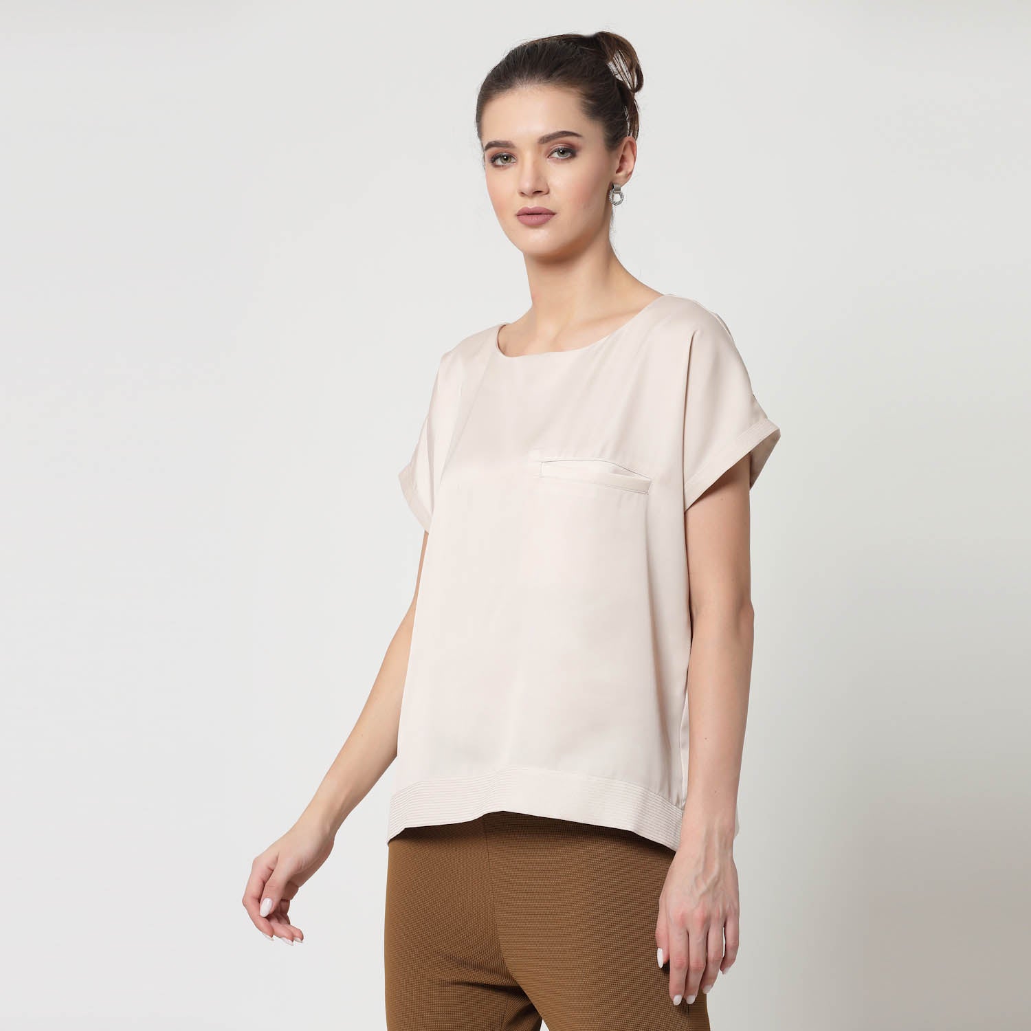 Off White Top With Quilting & Pocket, formal tops for women	
tops for women stylish	
office dress for women	
stylish tops for women	