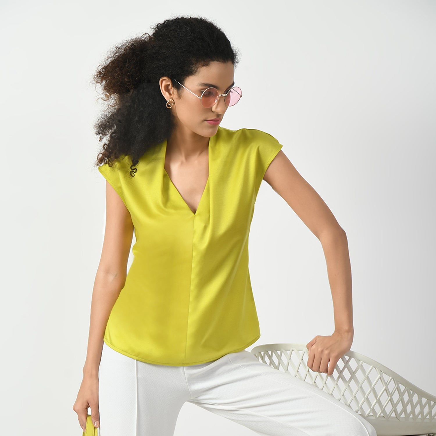 Olive Satin V Neck Top, top with lace, spaghetti top with lace, office wear tops, stylish formal tops, best tops for work, elegant worktops, trendy tops for women , modern tops for office, formal tops for women, tops for women stylish